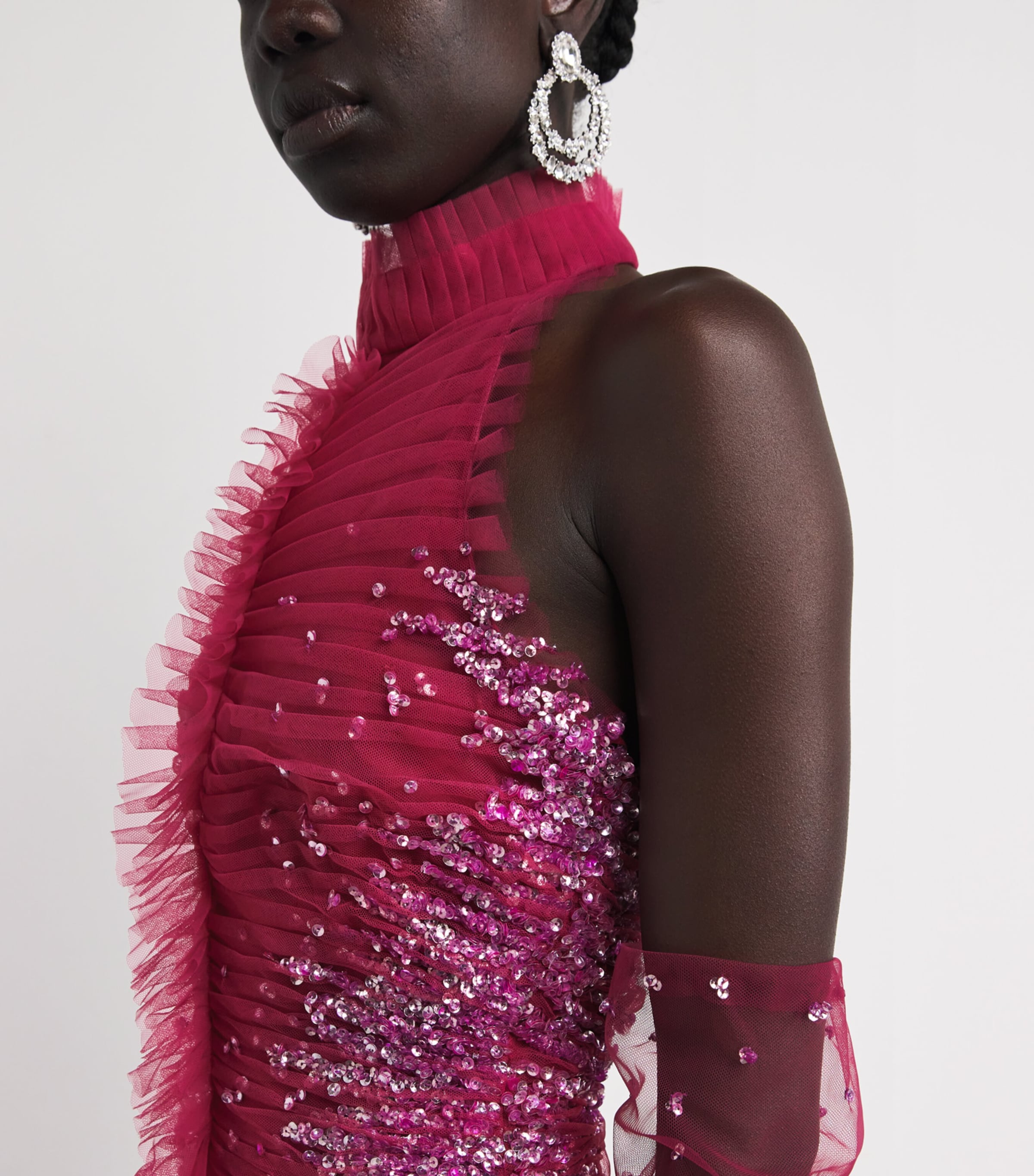 Tulle Embellished Amaryllis Gown CRIMSON Image 4