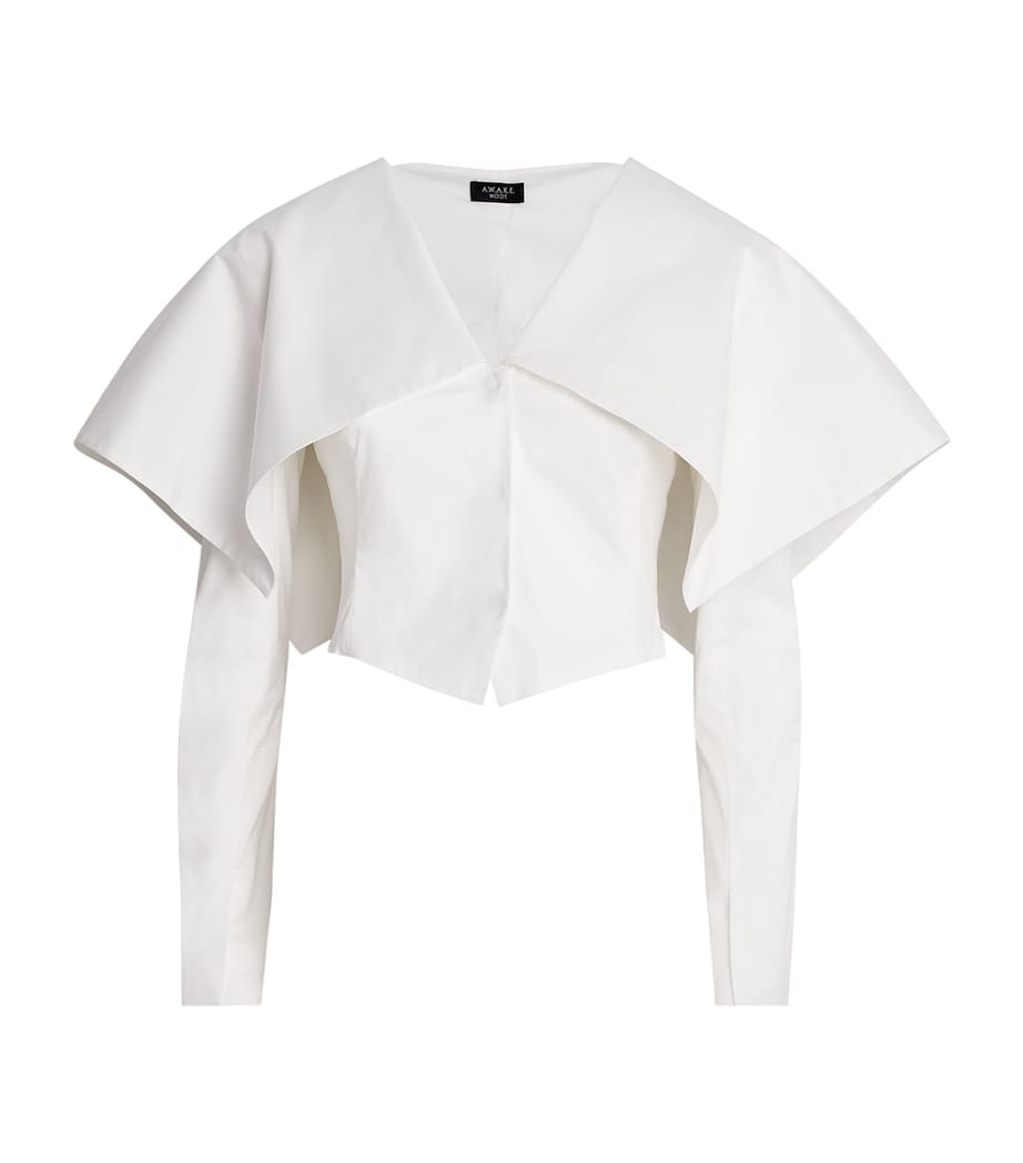 A.W.A.K.E. Mode Womens Cotton-Blend Shawl-Collar Blazer White Image 1