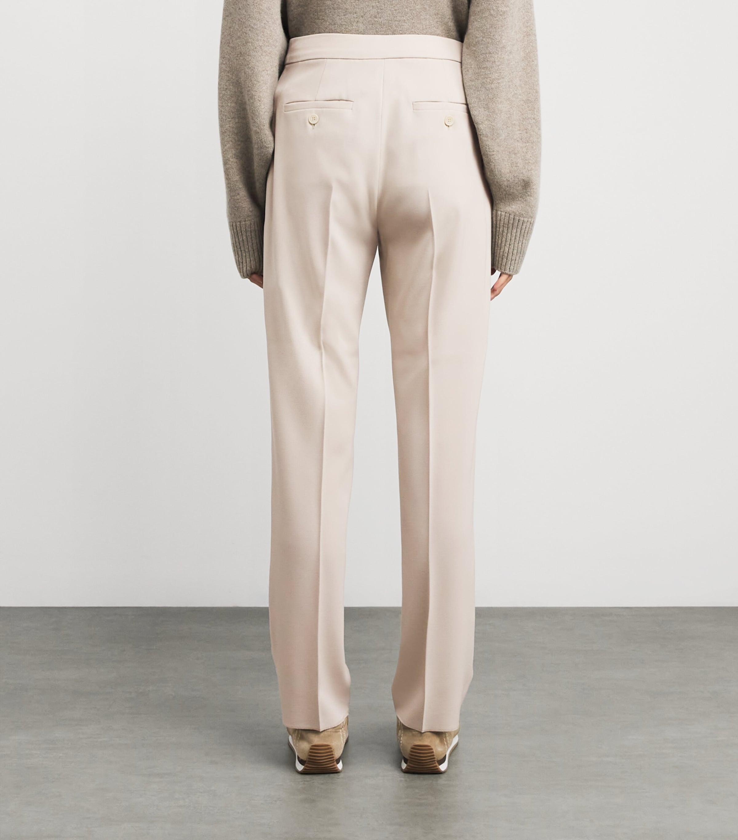 Virgin Wool Sartoriale Straight Tailored Trousers IVORY Image 4