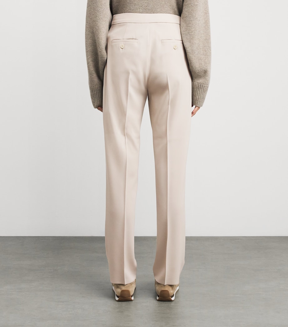 Virgin Wool Straight Tailored Trousers IVORY Image 4