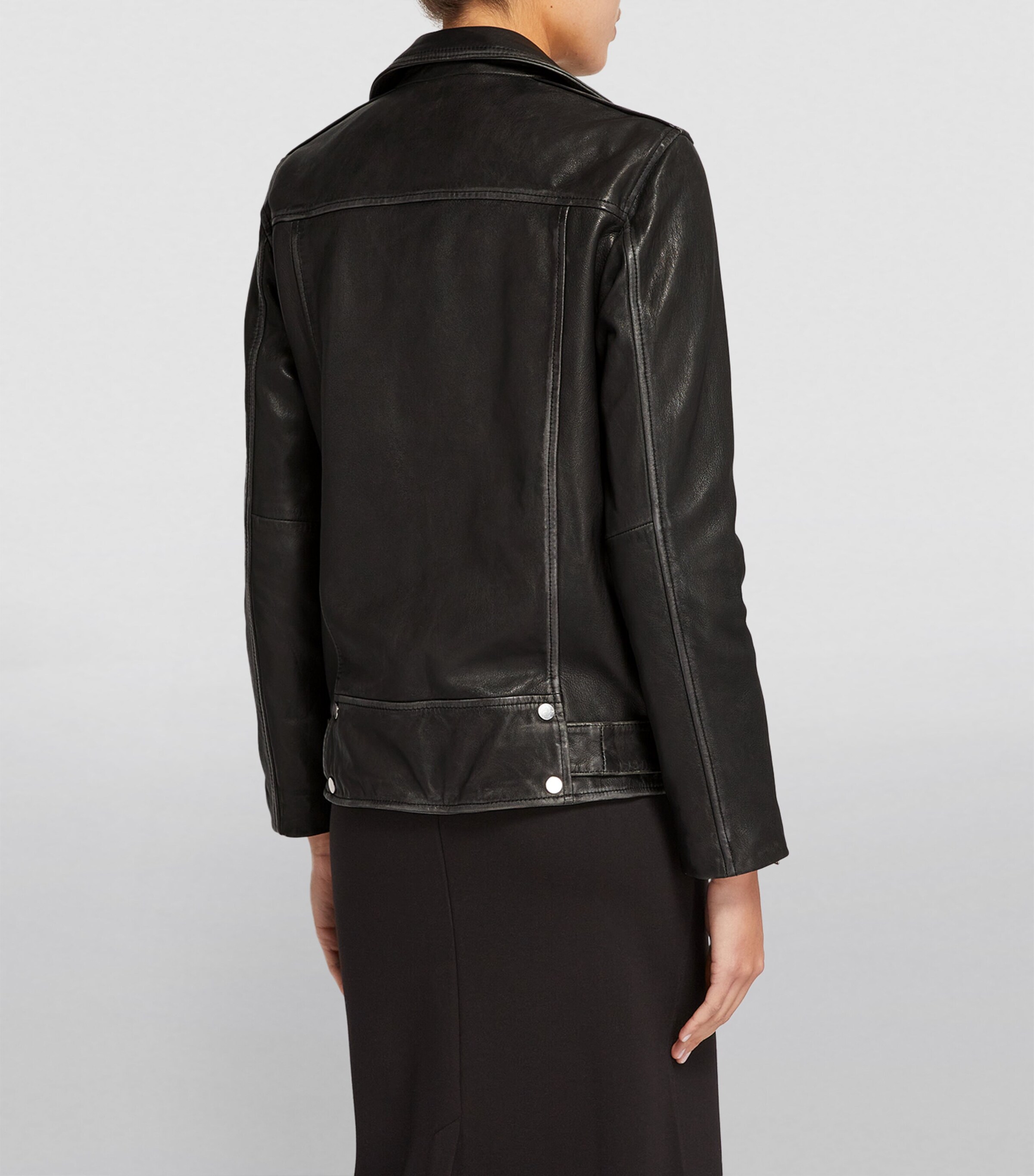 AllSaints Womens Leather Billie Biker Jacket Black Image 4