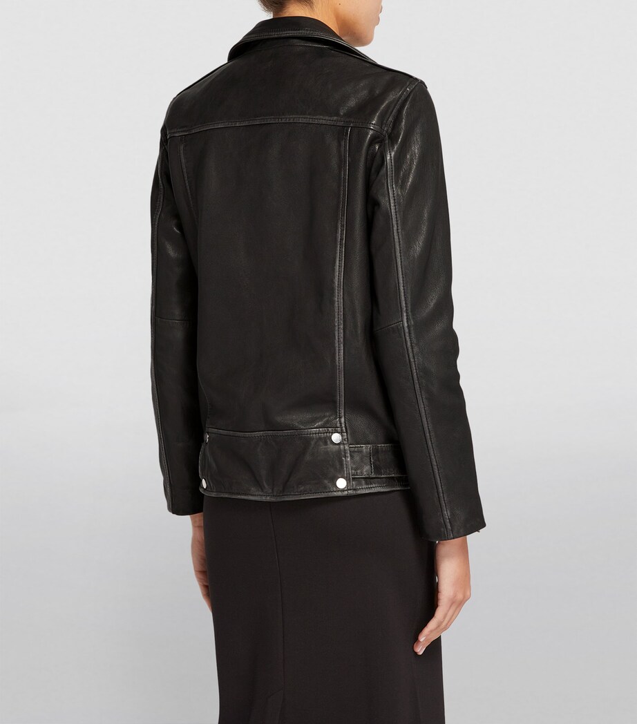 AllSaints Womens Leather Billie Biker Jacket Black Image 4