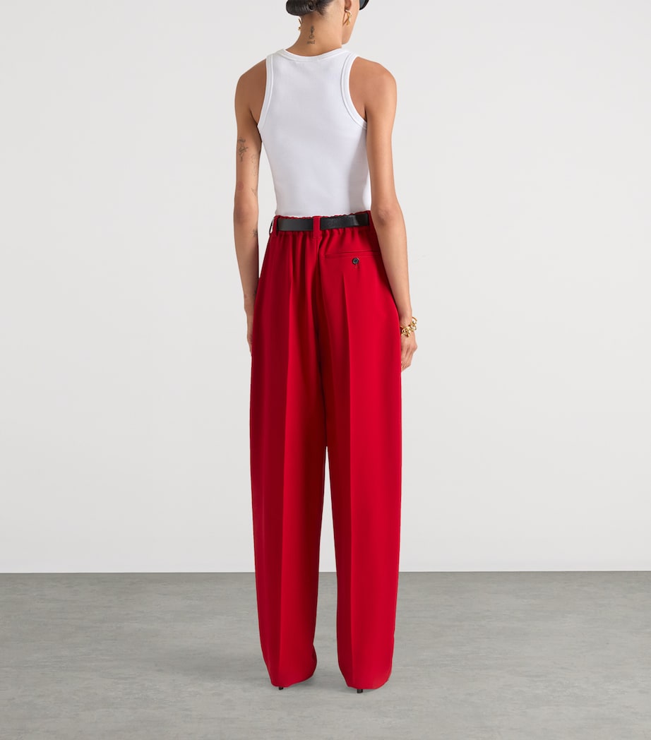 Pleated Straight Trousers DARK RED Image 2