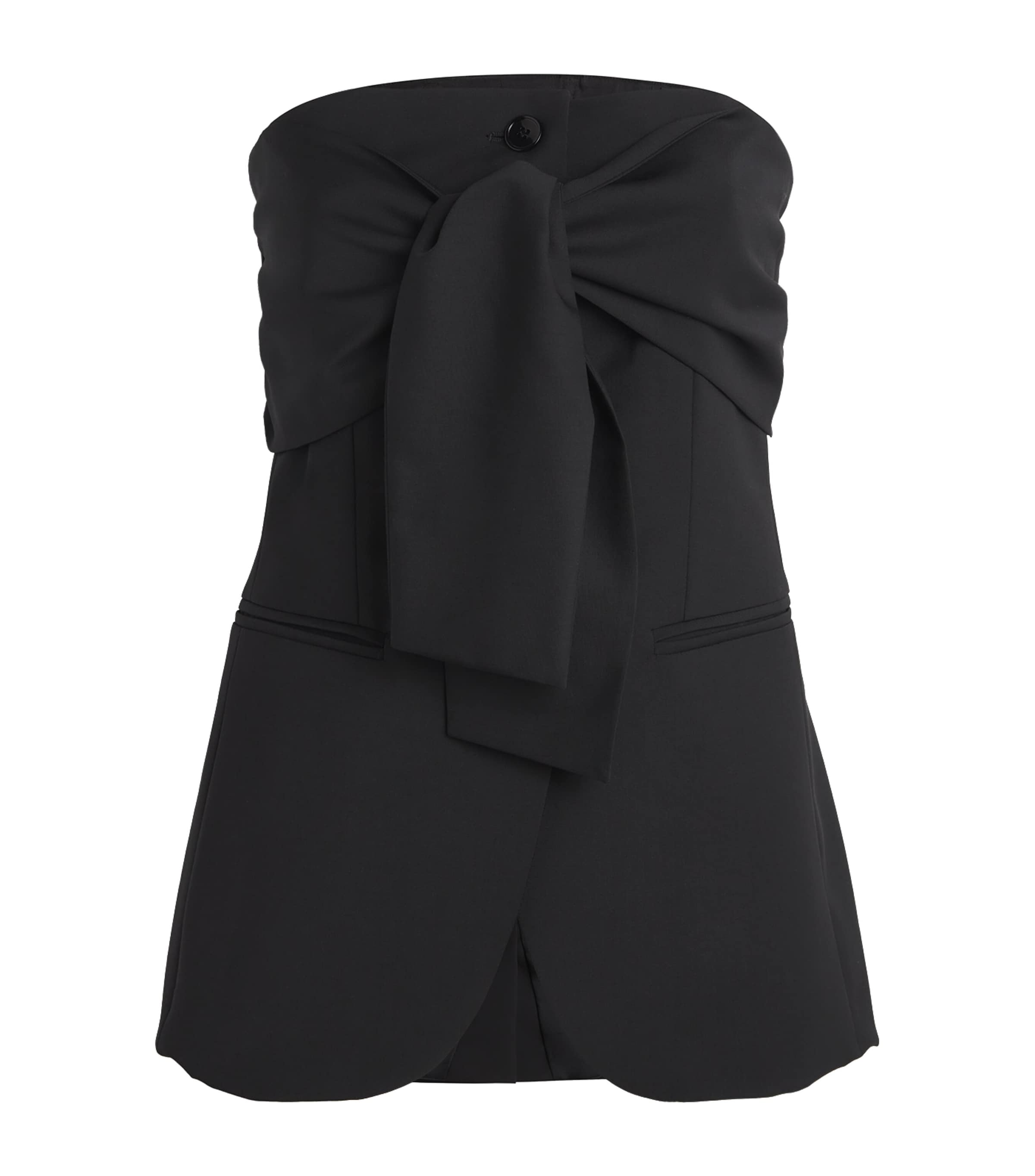 Max Mara Virgin Wool Strapless Waistcoat In Black