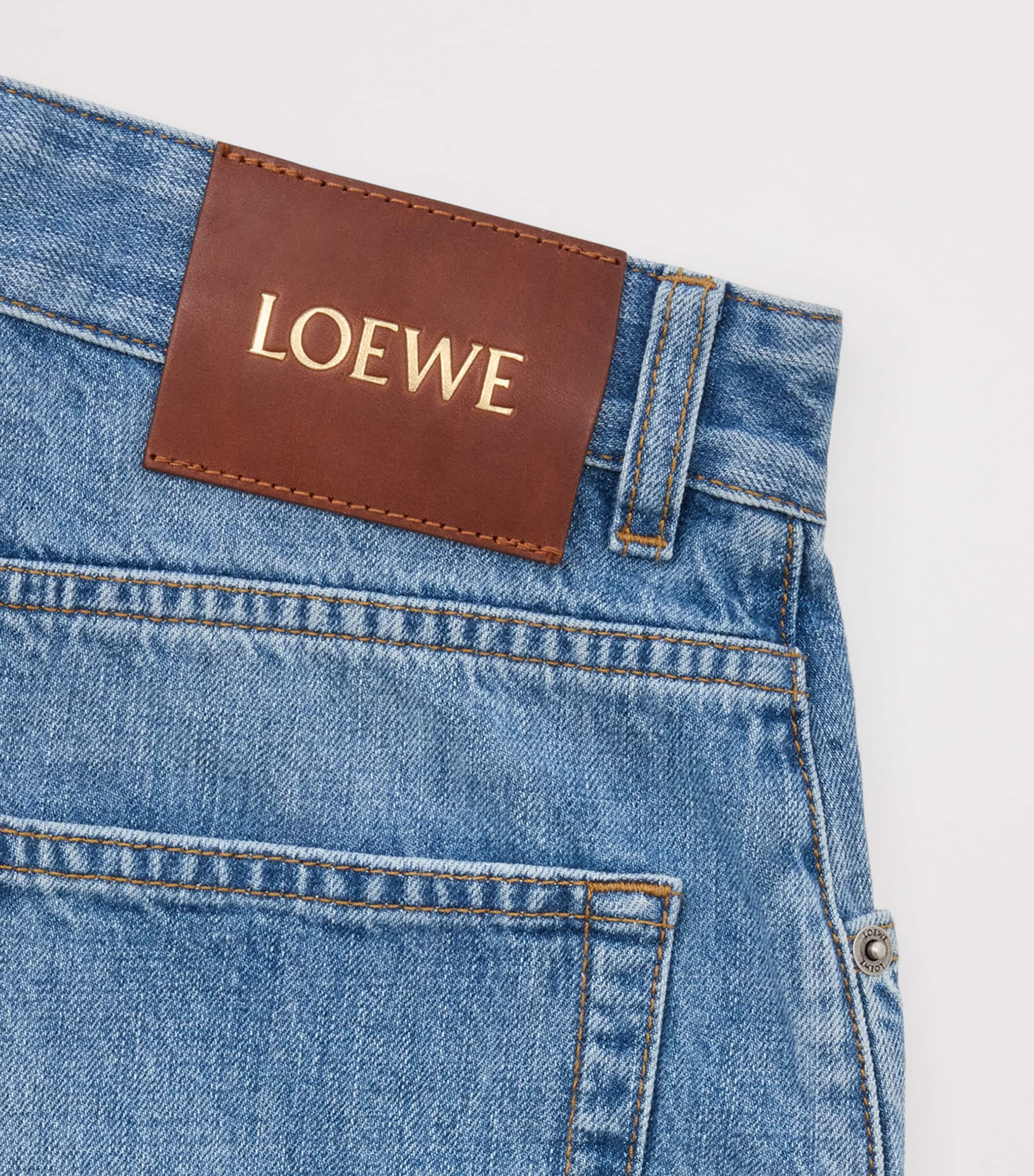 LOEWE Mens Anagram Denim Shorts Washed Denim Image 3