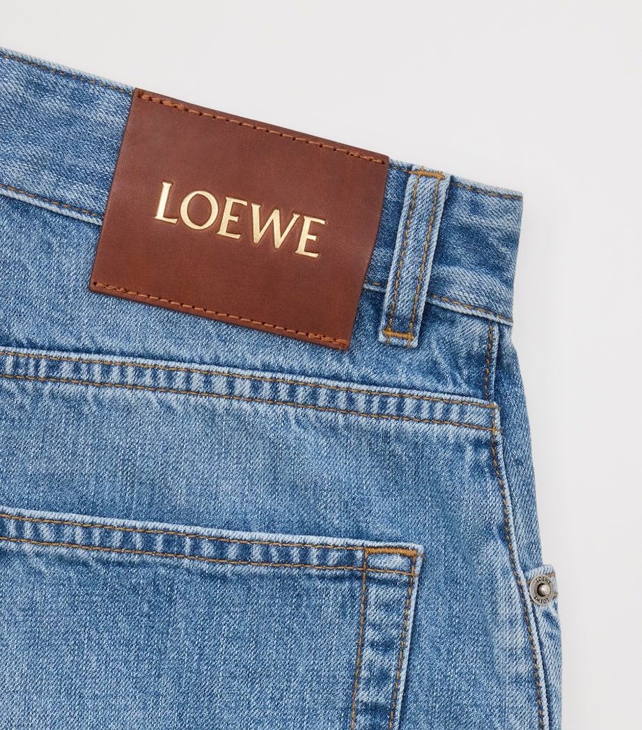 LOEWE Mens Anagram Denim Shorts Washed Denim Image 3