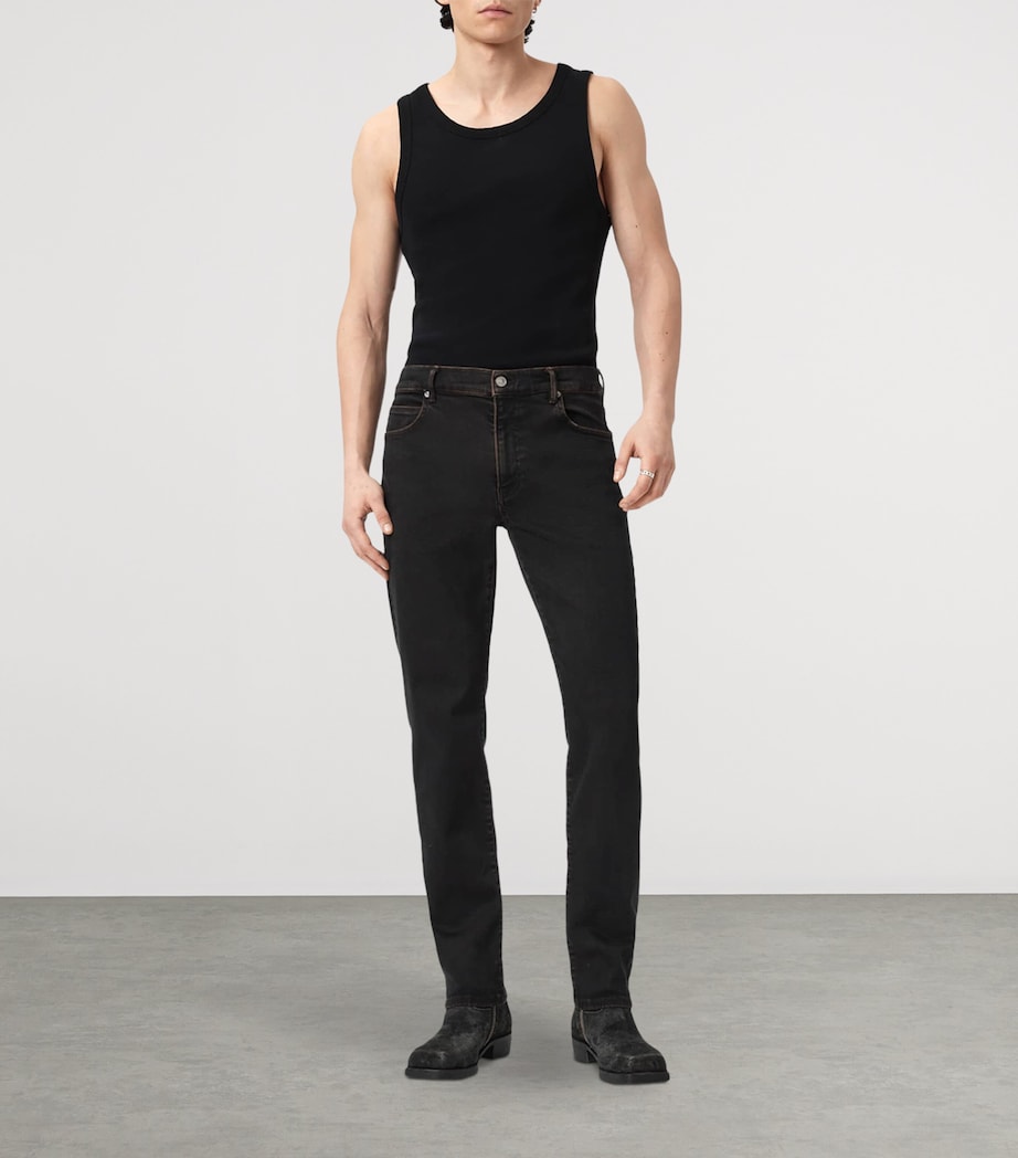 AllSaints Mens Sid Skinny Jeans Overdyed Brown Image 2