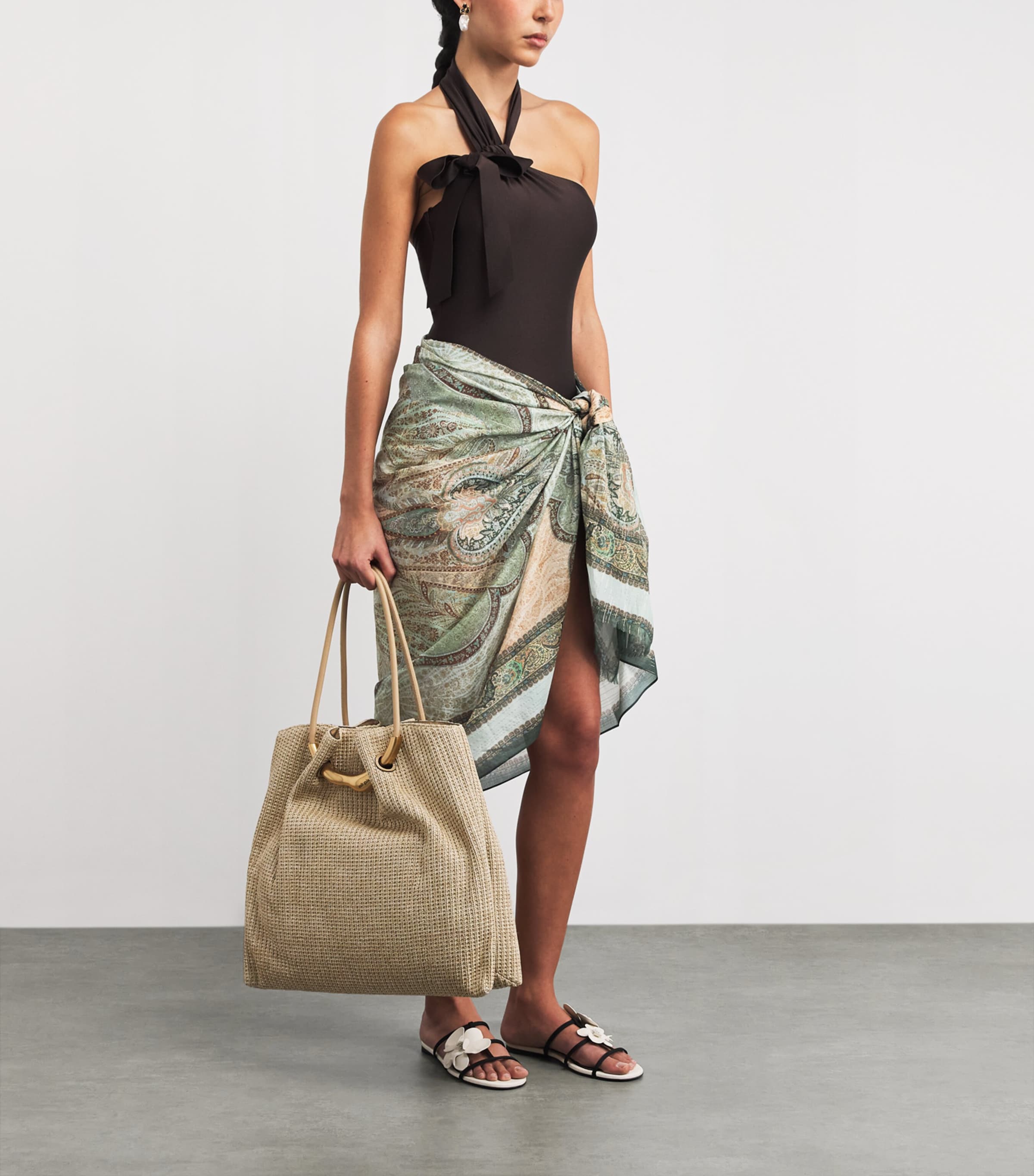 Metallic Cotton-Silk Tapestry Pareo TPSTRY TEAL MLTITPTM Image 2