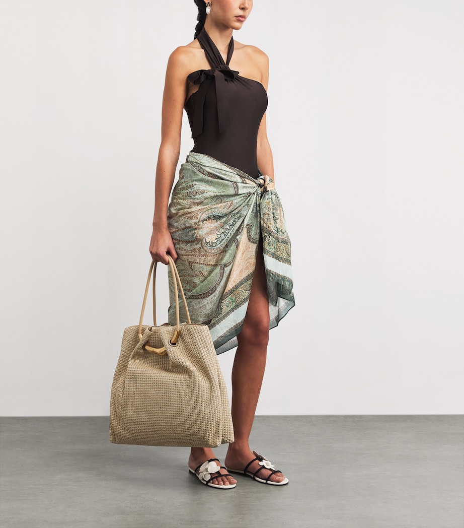 Metallic Cotton-Silk Tapestry Pareo TPSTRY TEAL MLTITPTM Image 2