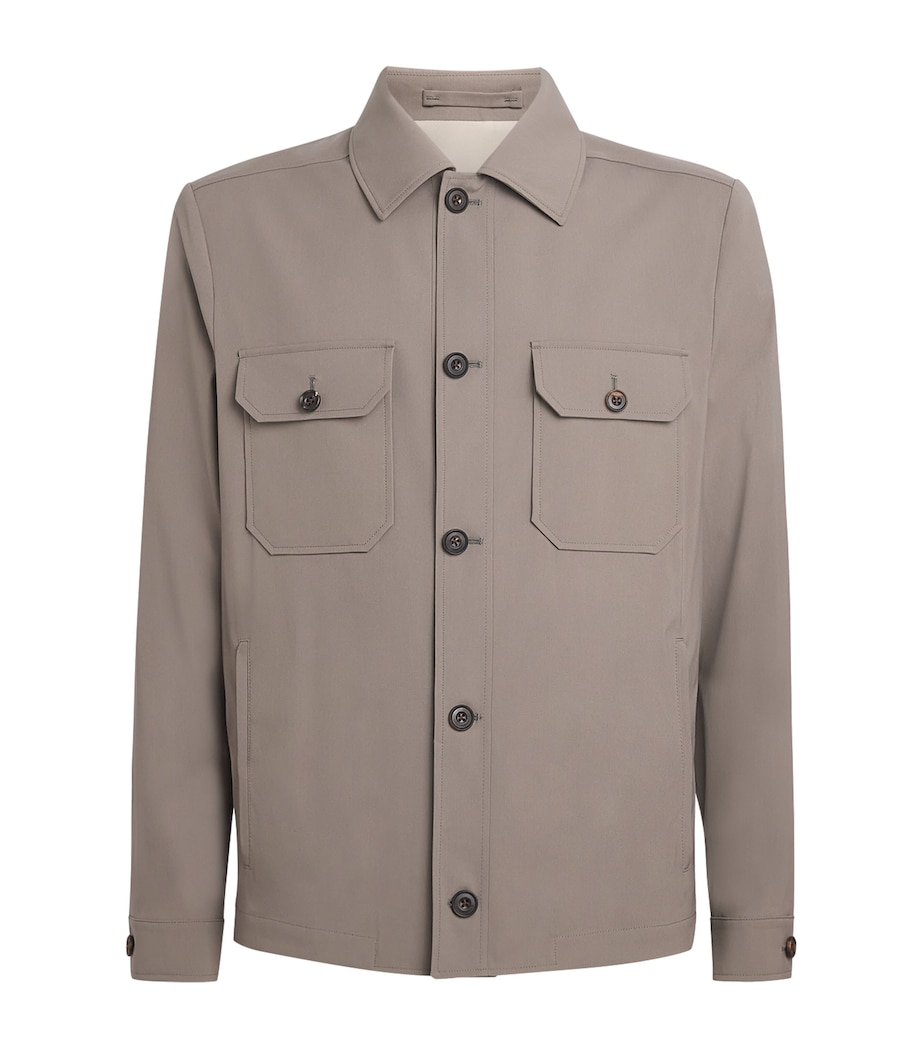 Corneliani Mens Water-Repellent Techwool Overshirt Natural / Beige Image 1