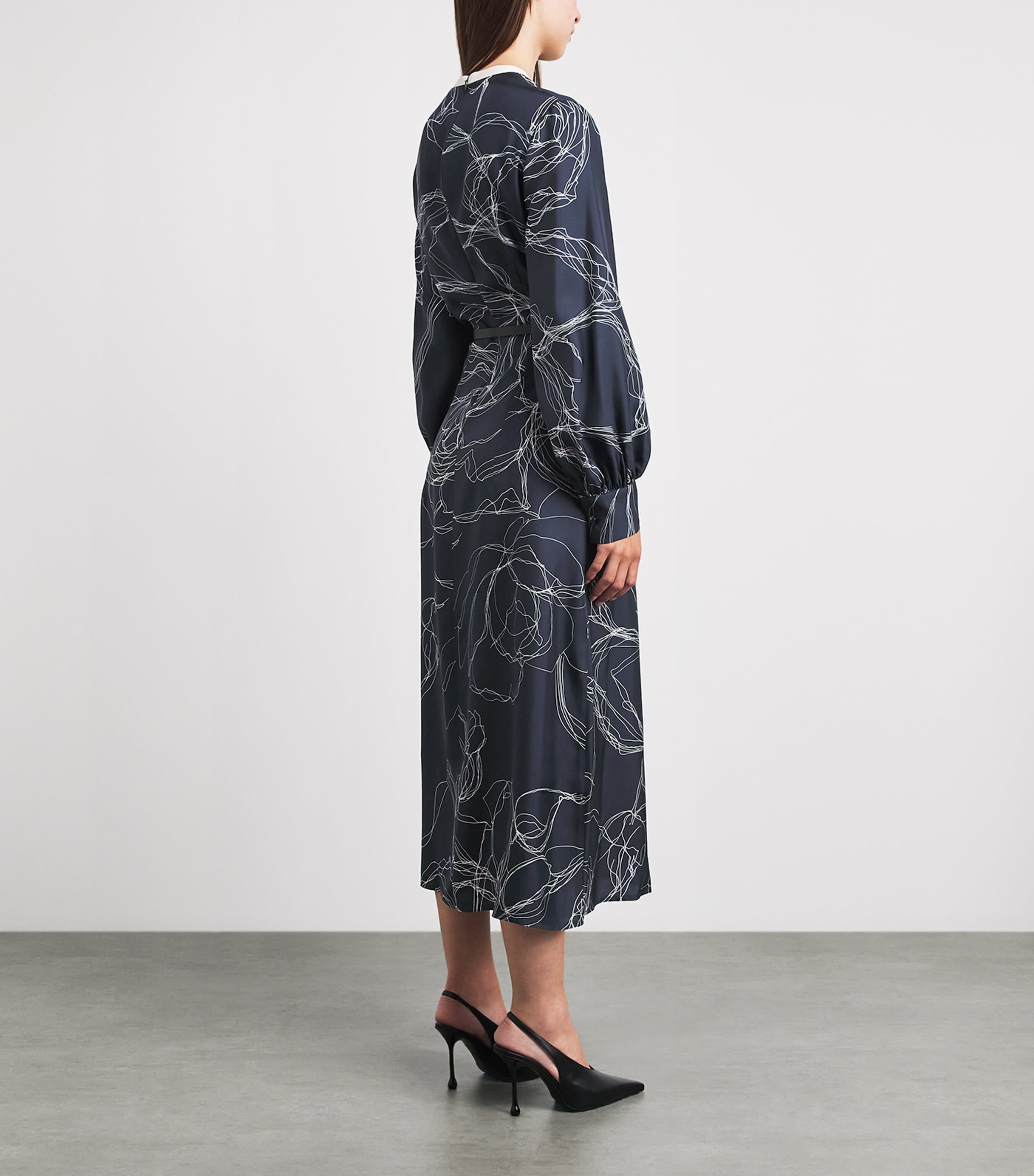 Fabiana Filippi Womens Silk Printed Midi Dress Blu Notte Image 4