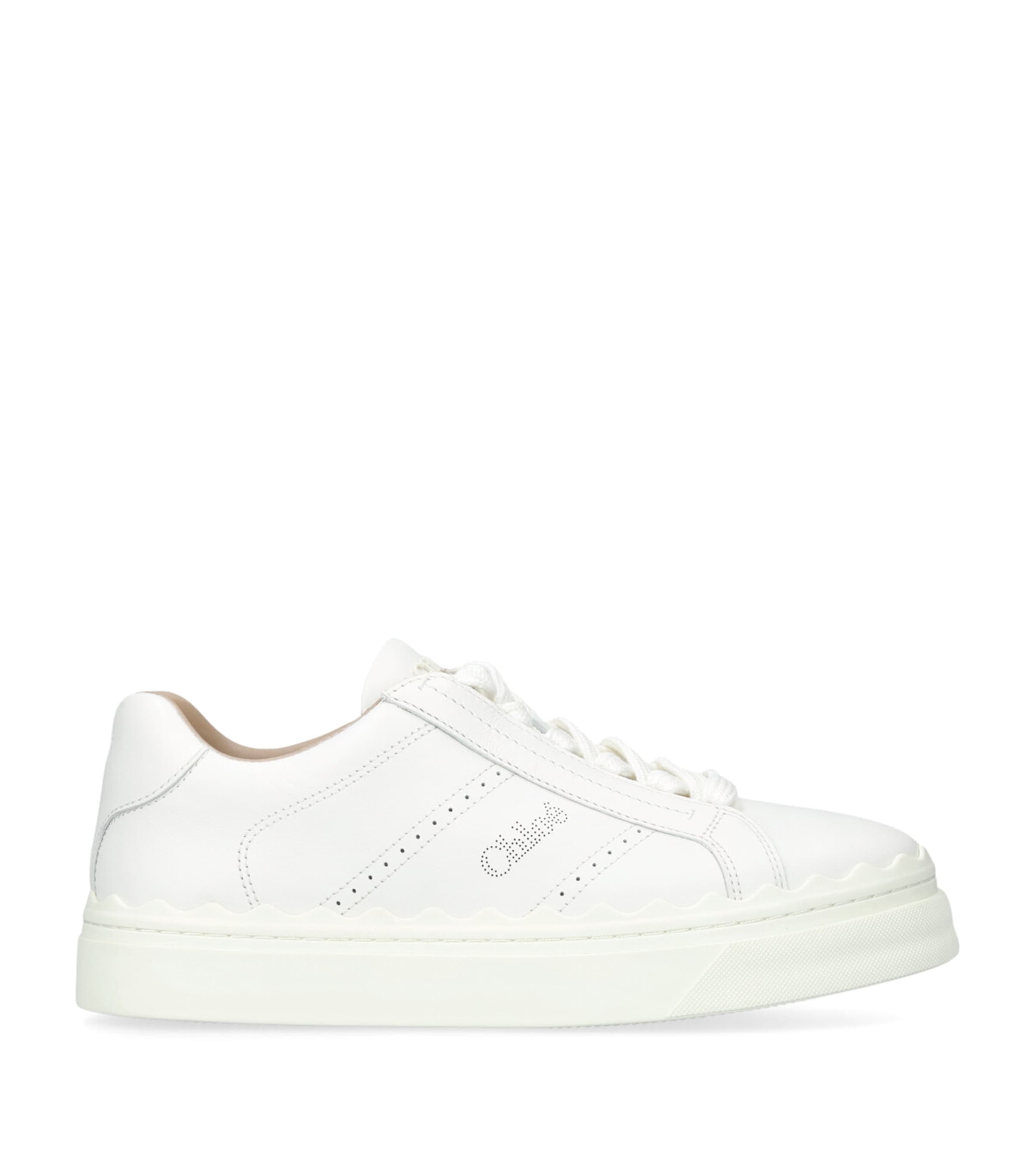 Shop Chloé Leather Lauren Sneakers In White