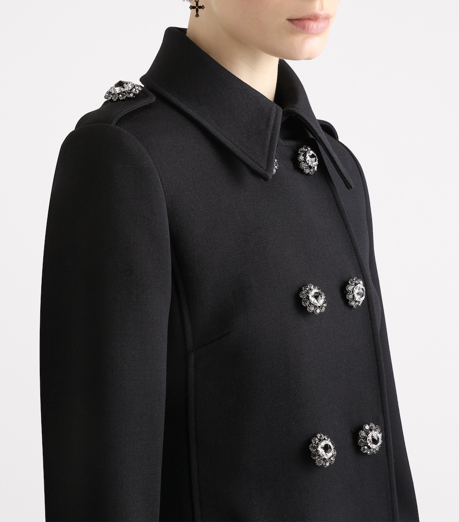 Virgin Wool Double-Breasted Overcoat N0000-BLACK Image 3