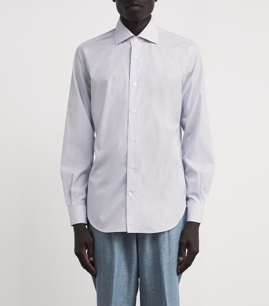 Cotton Stripe Shirt BLU Image 3