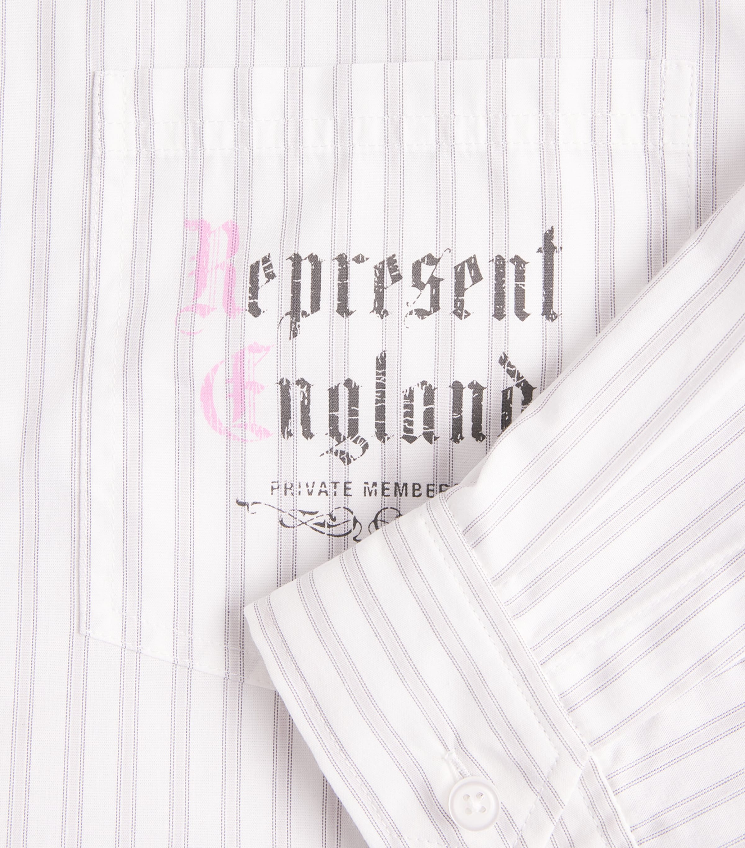 Represent Mens Cotton Pinstripe Shirt Flat White Image 6