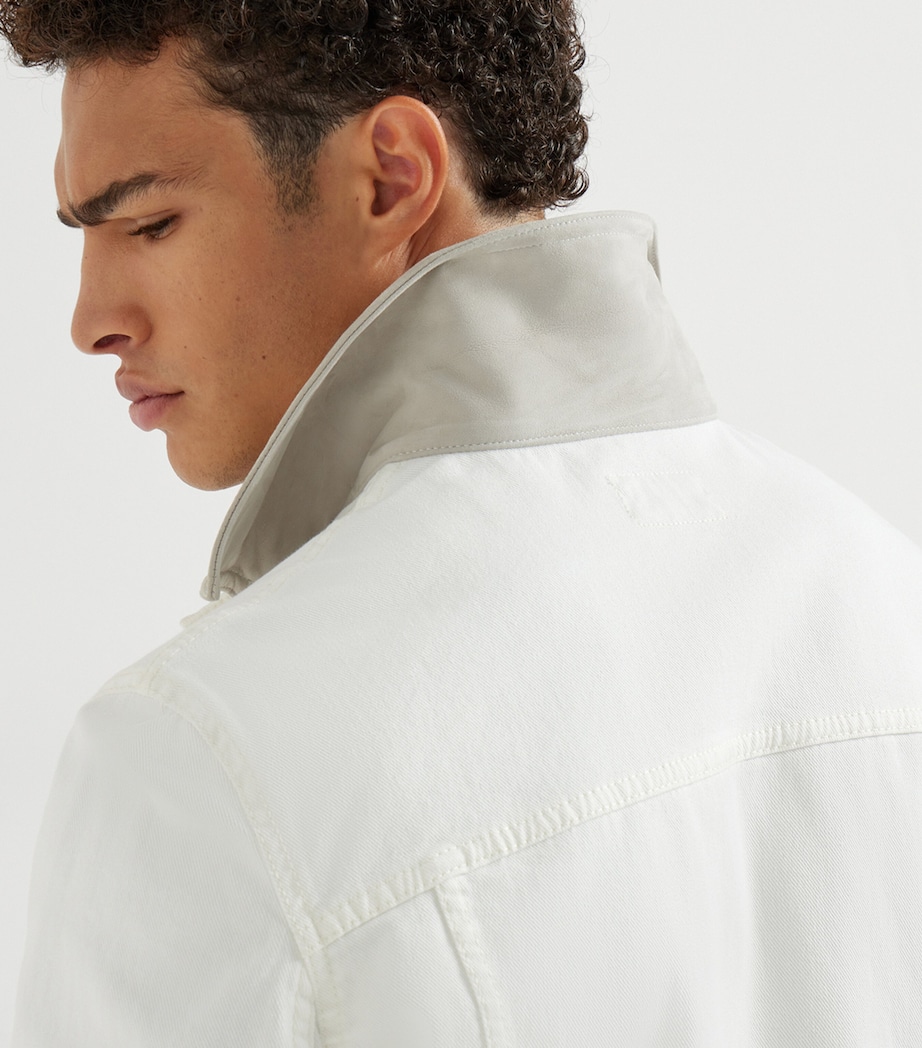 Denim Leather-Collar Jacket CTI79 Image 6