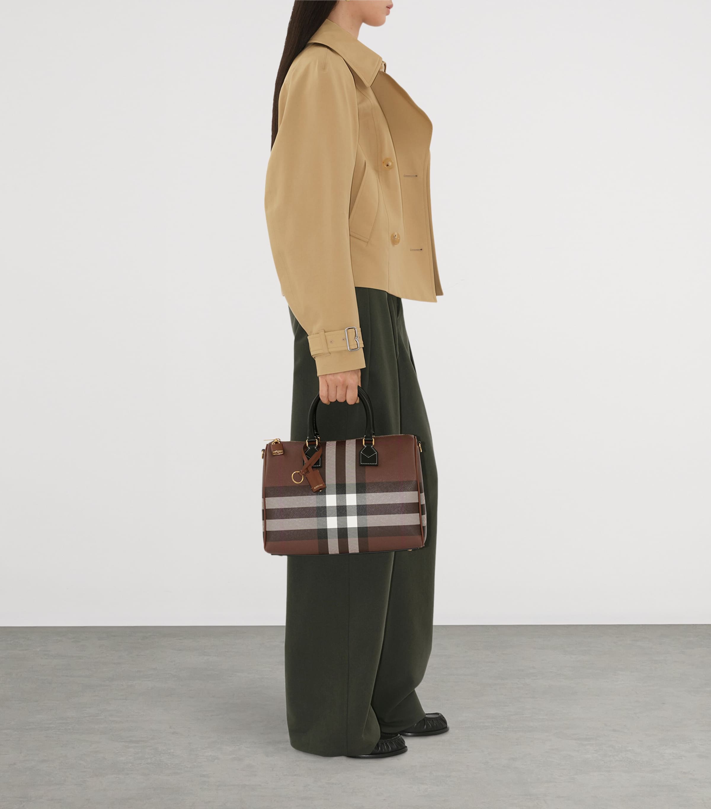 Burberry Medium Check Bowling Bag Dark Birch Brown Image 2