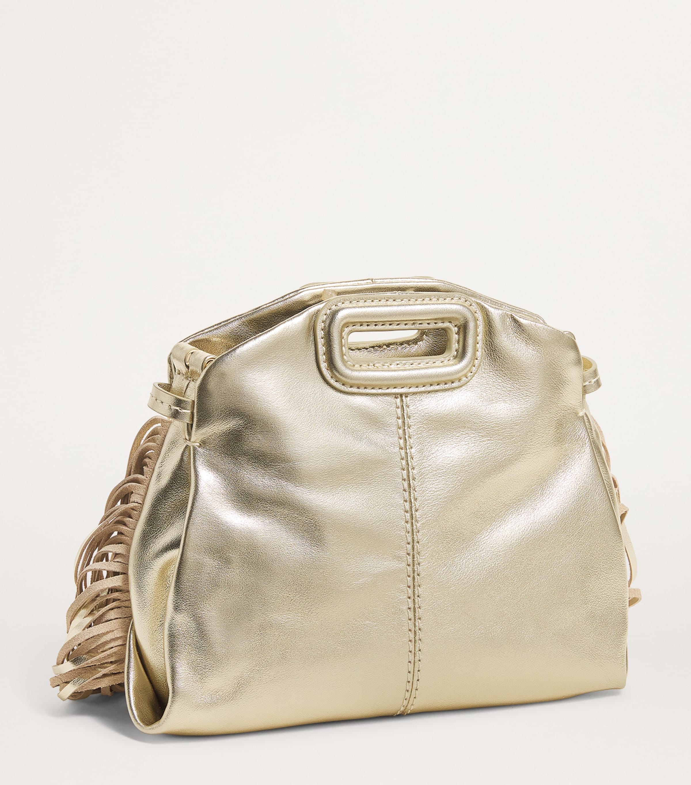 Maje Mini Leather Miss M Shoulder Bag Gold Image 3