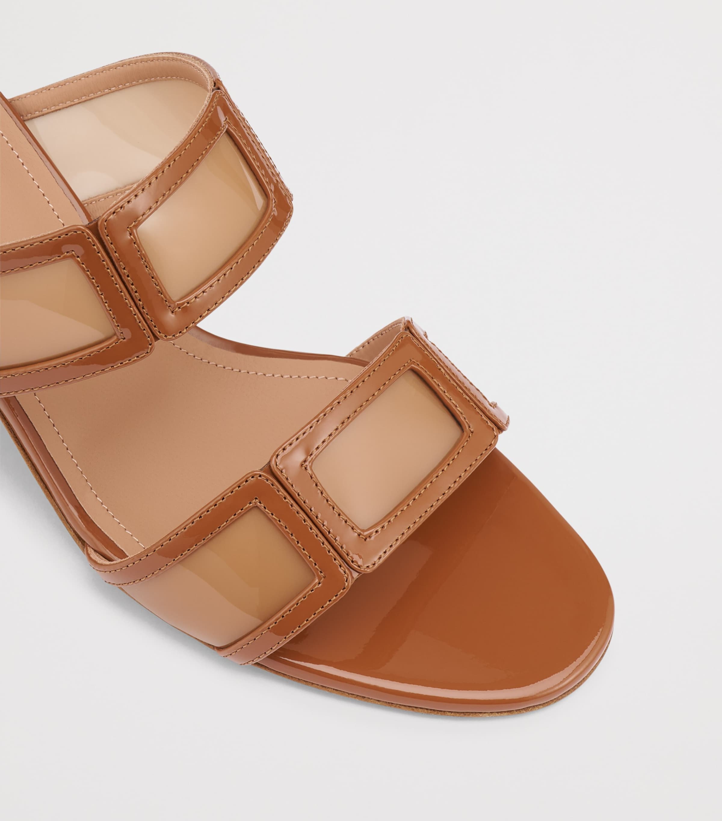Malone Souliers Leather and PVC Loulou Heeled Mules 45 Caramel Image 5