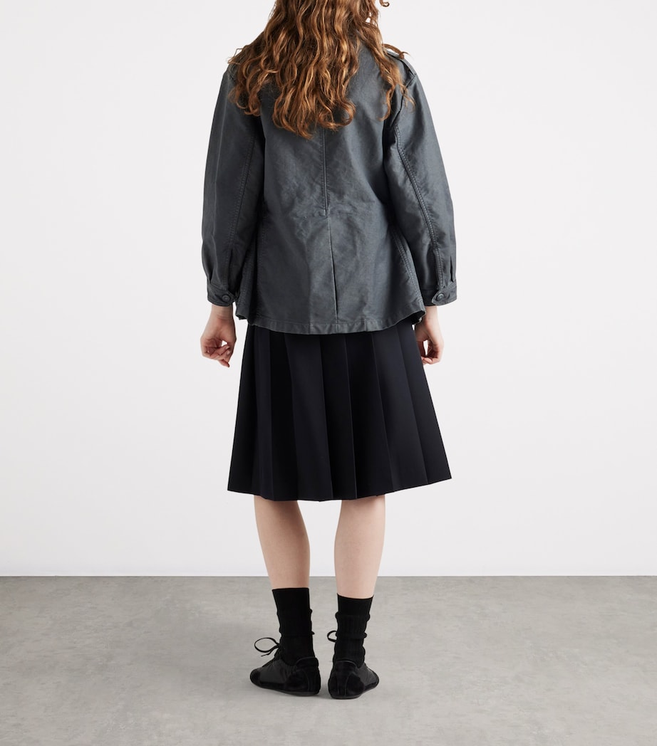 Prada Womens Wool Belted Midi Skirt Image 5
