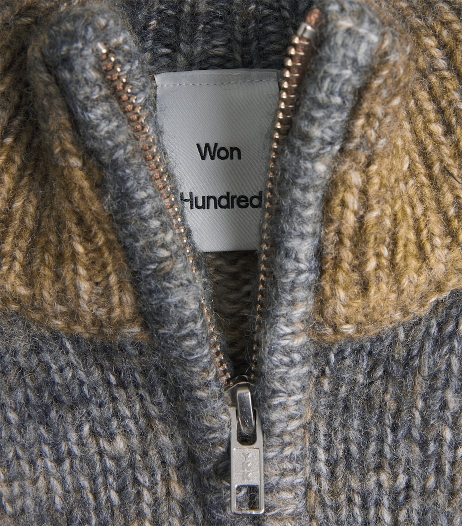 Won Hundred Mens Knitted Stripe Quarter-Zip Sweater Cobblestone Comb. Image 6
