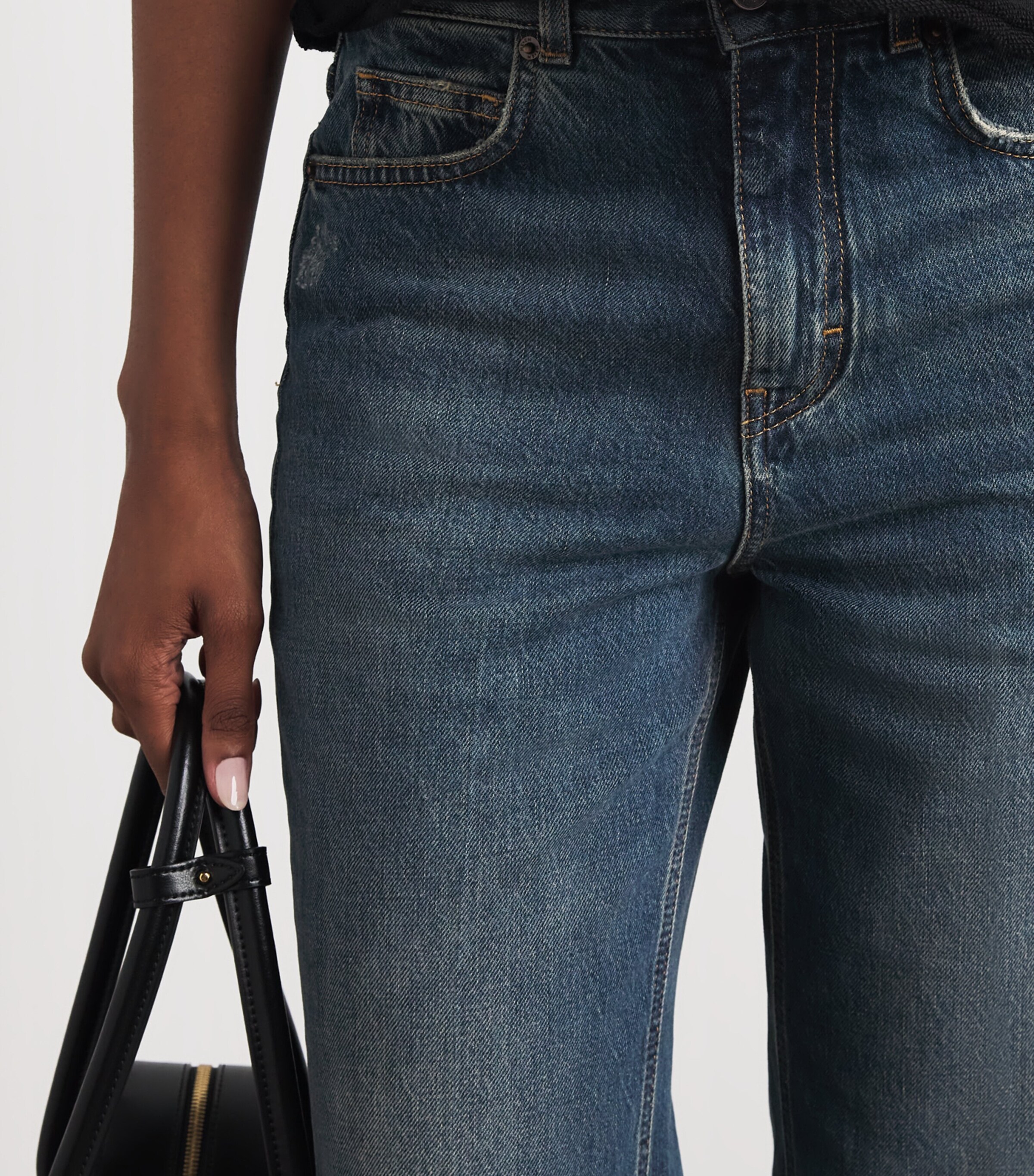 ME+EM Womens Leg Elongator Jeans Authentic Dark Wash Image 3