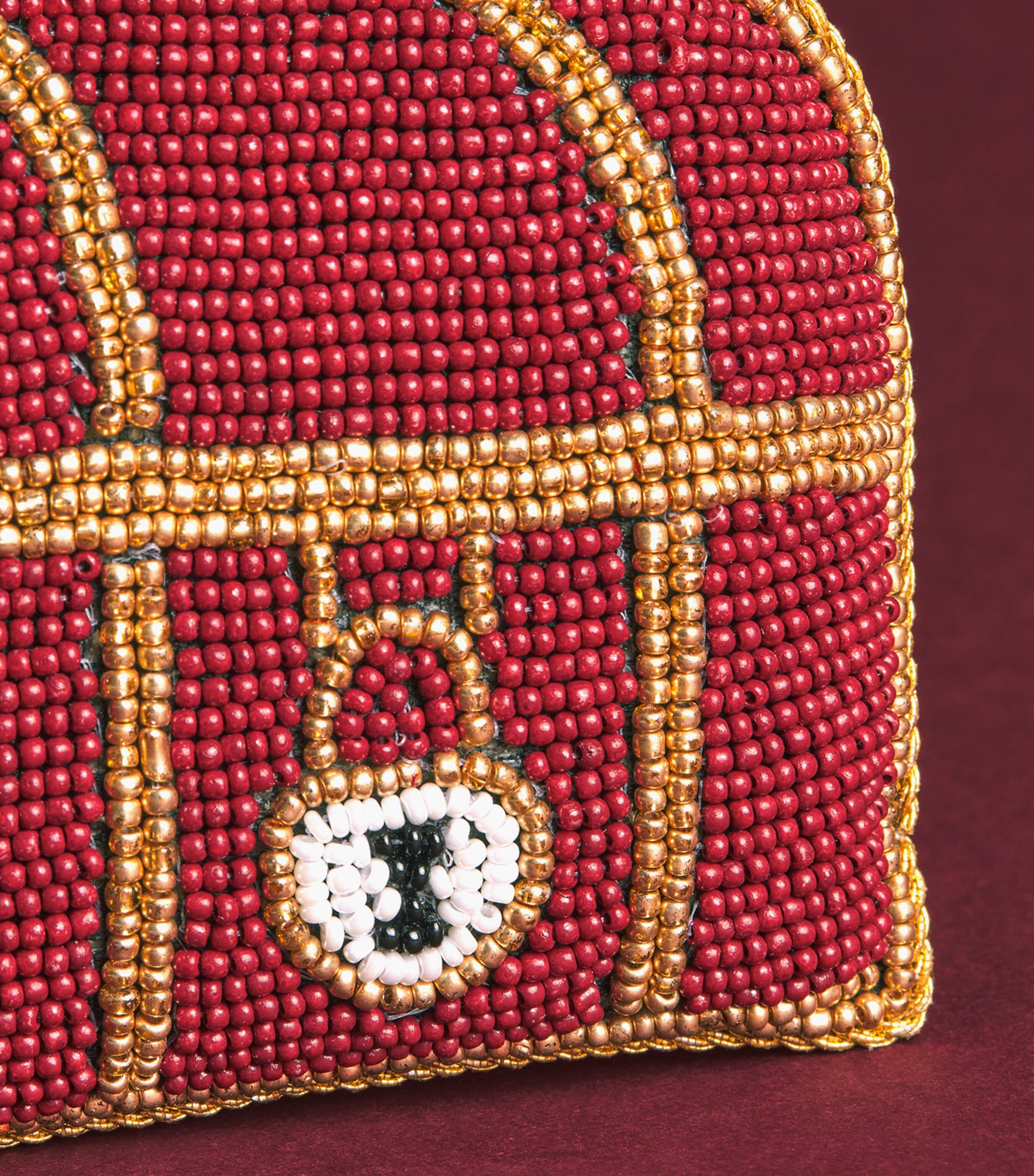 Harrods Beaded Chest Tree Decoration Red/gold Image 2