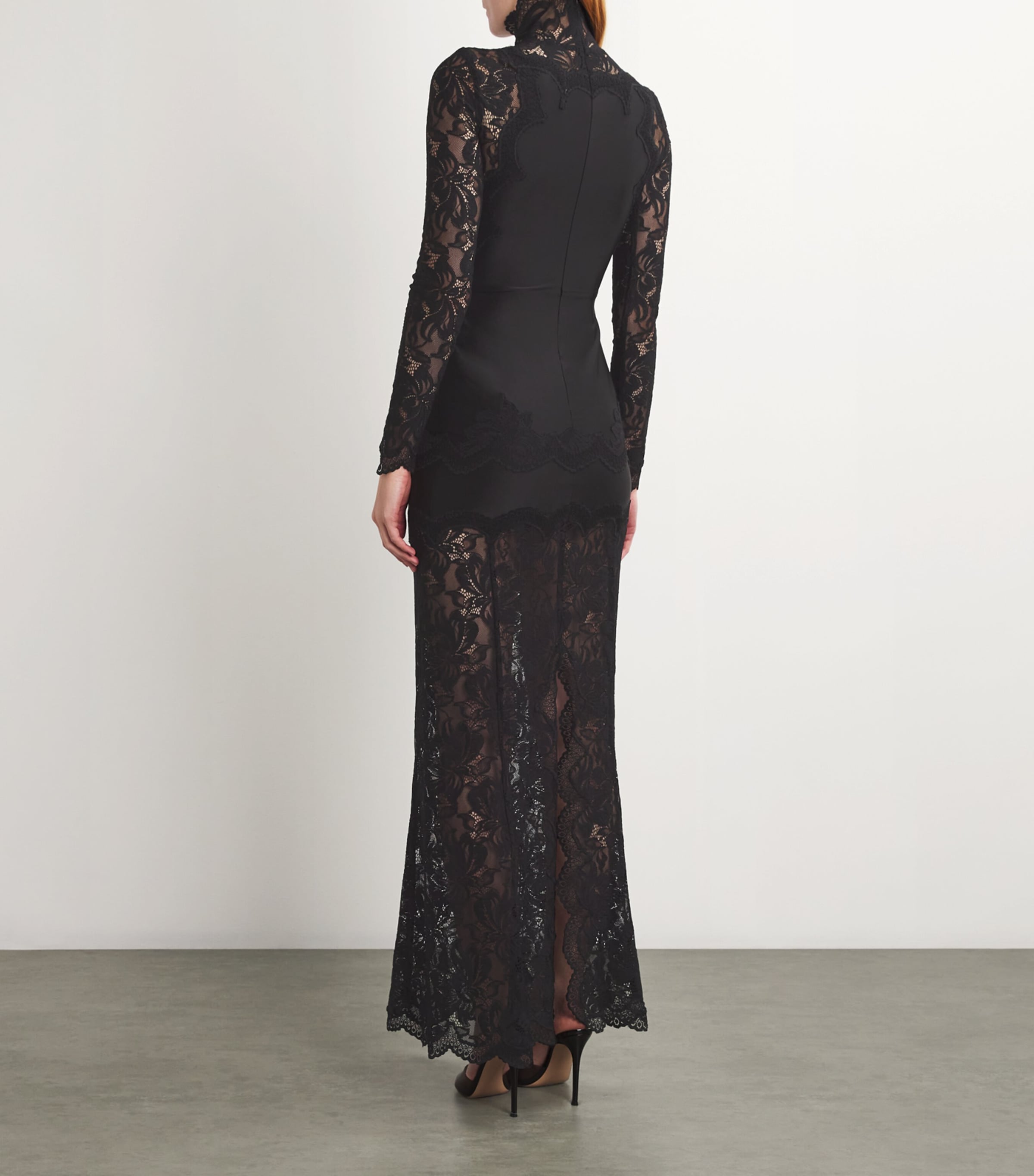ワンピース Rabanne FW25 Floral lace dress (25AJRO137PA0170 P001) PINK LONG DRESS IN LACE | Rabanne
