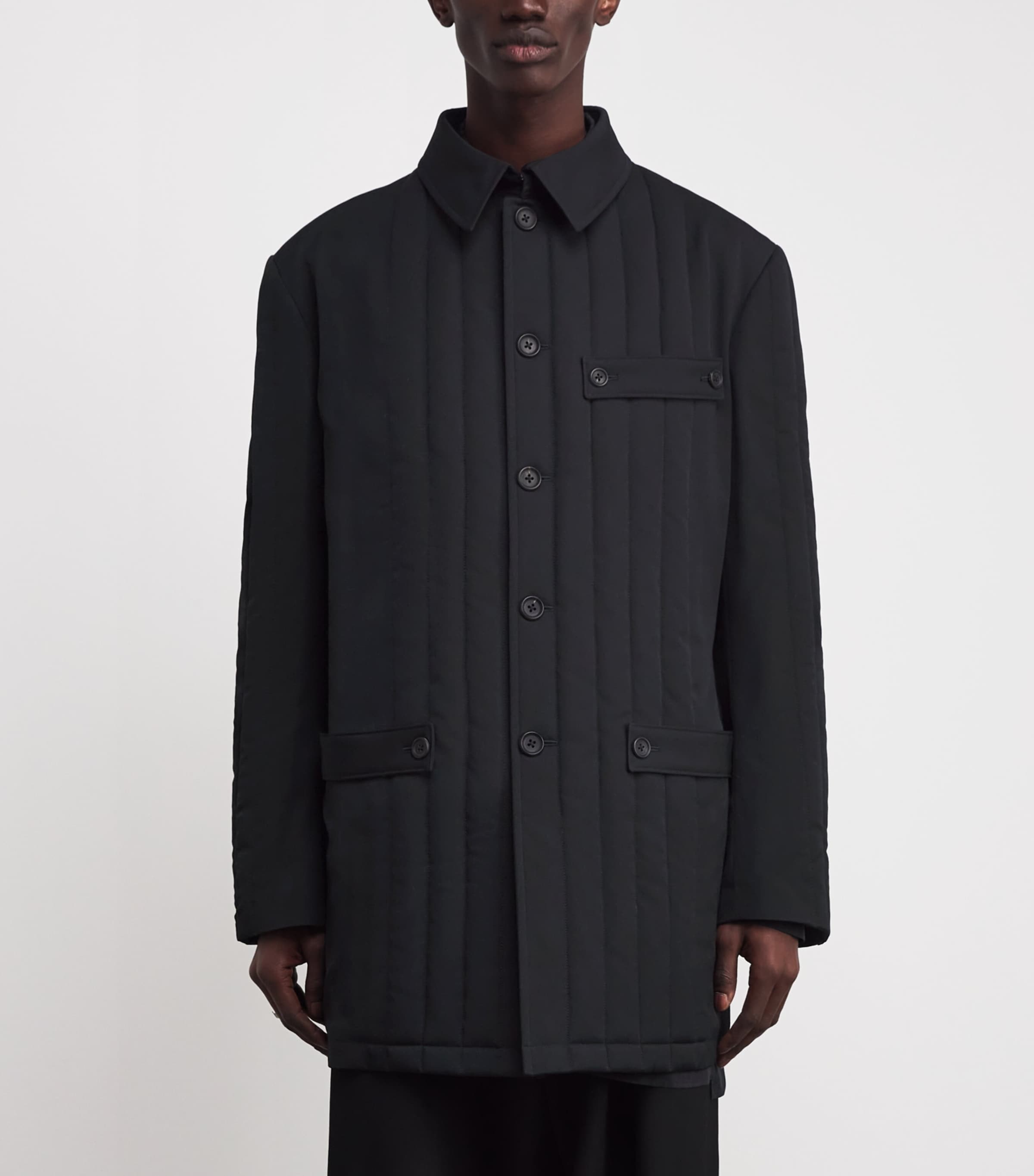 Yohji Yamamoto Mens Tuxedo Tab Padded Jacket Black Image 3