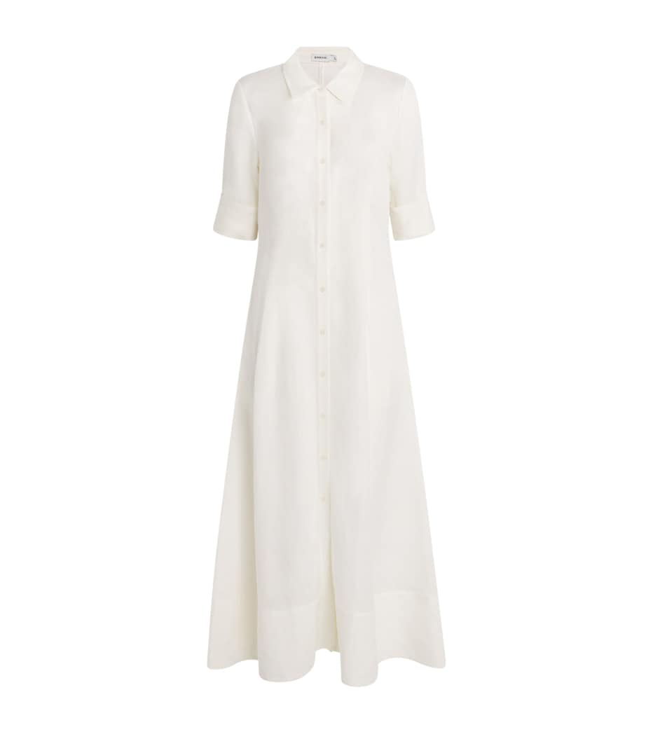 Linen-Blend Claudine Midi Shirt Dress WHITE Image 1