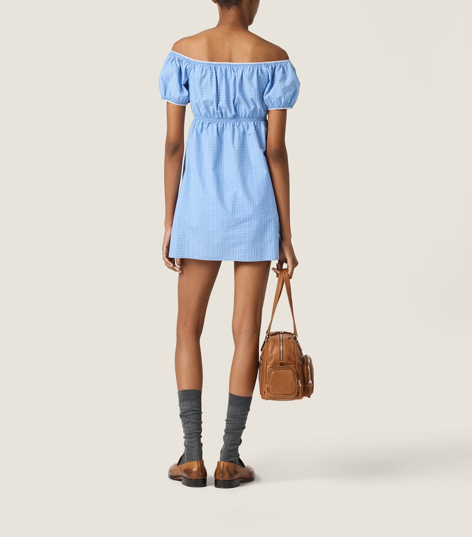 Miu Miu Womens Cotton Poplin Check Mini Dress Image 3