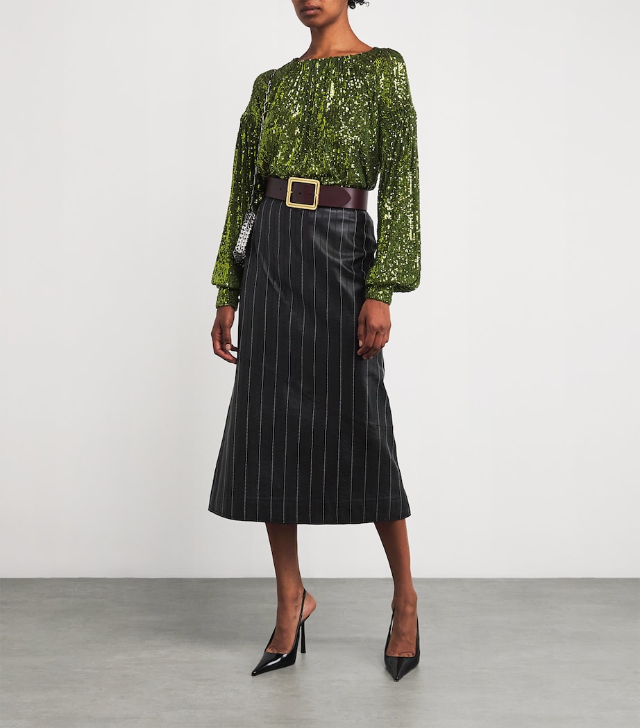 Draped Sequin Top P055 BEETLE GREEN Image 2