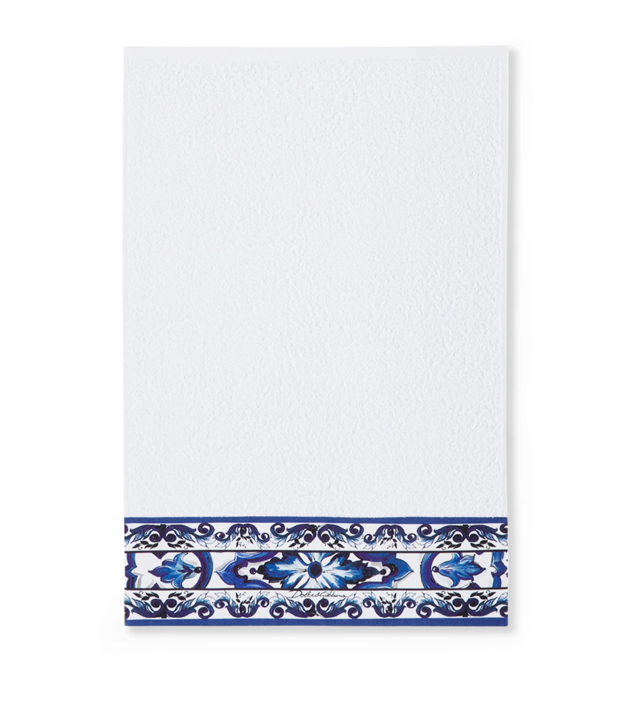 Set of 5 Cotton Majolica Bath Towels UB014 BLU MEDIT F DO Image 2