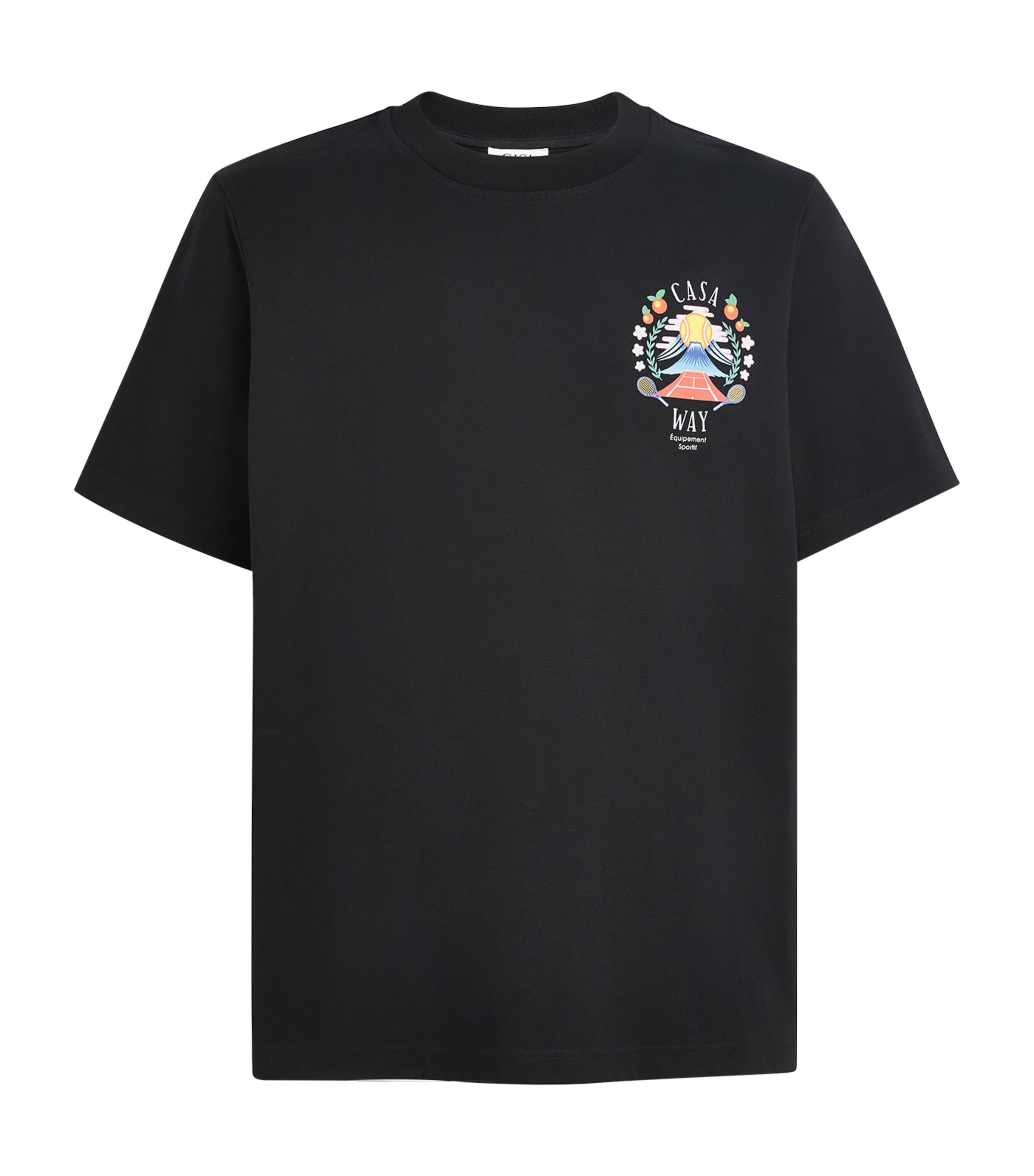 Casablanca Casa Way Mountain Printed Organic Cotton-jersey T-shirt In Black
