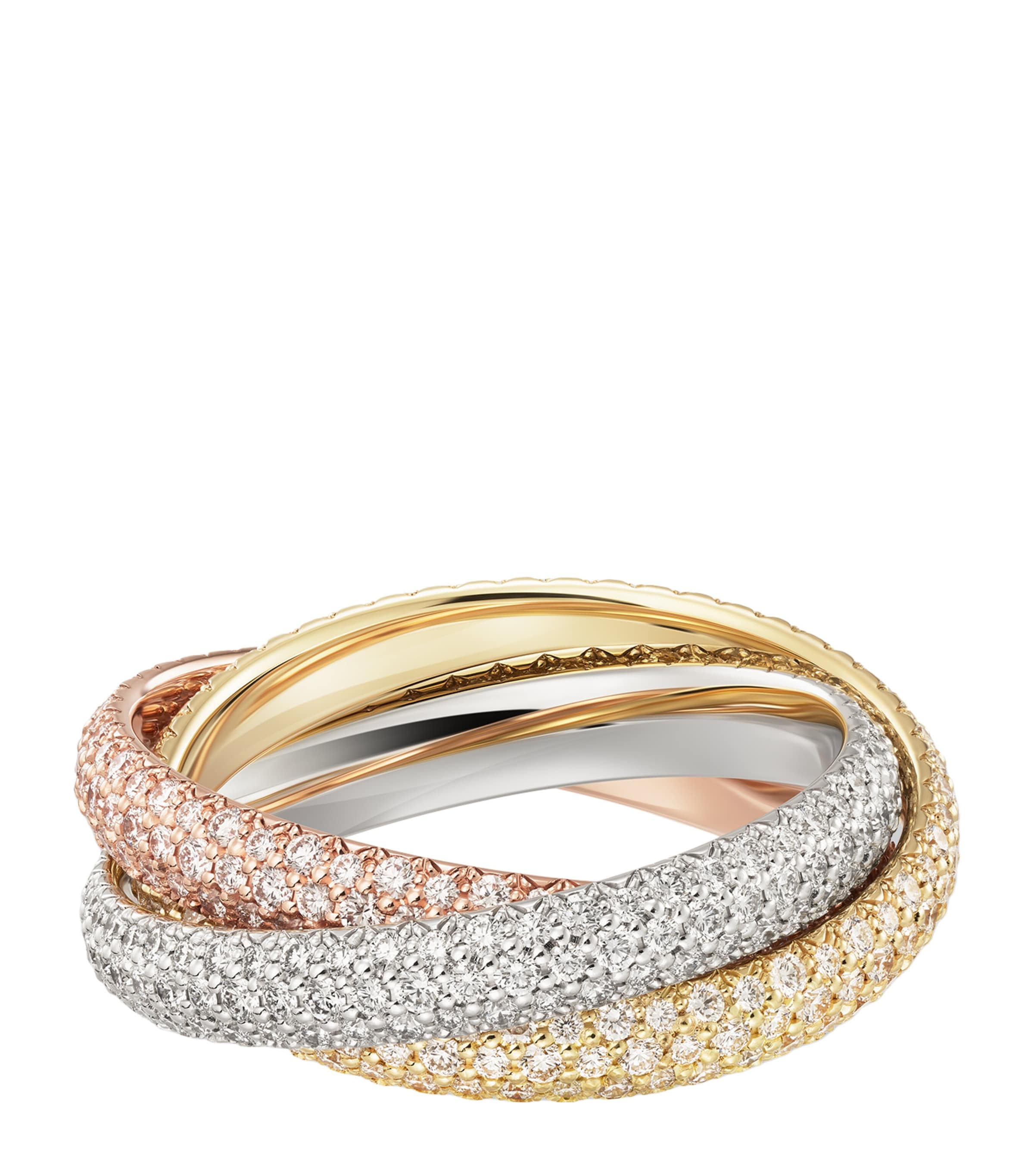 Medium White, Yellow, Rose Gold and Diamond Trinity Ring MIXED GOLD Image 1