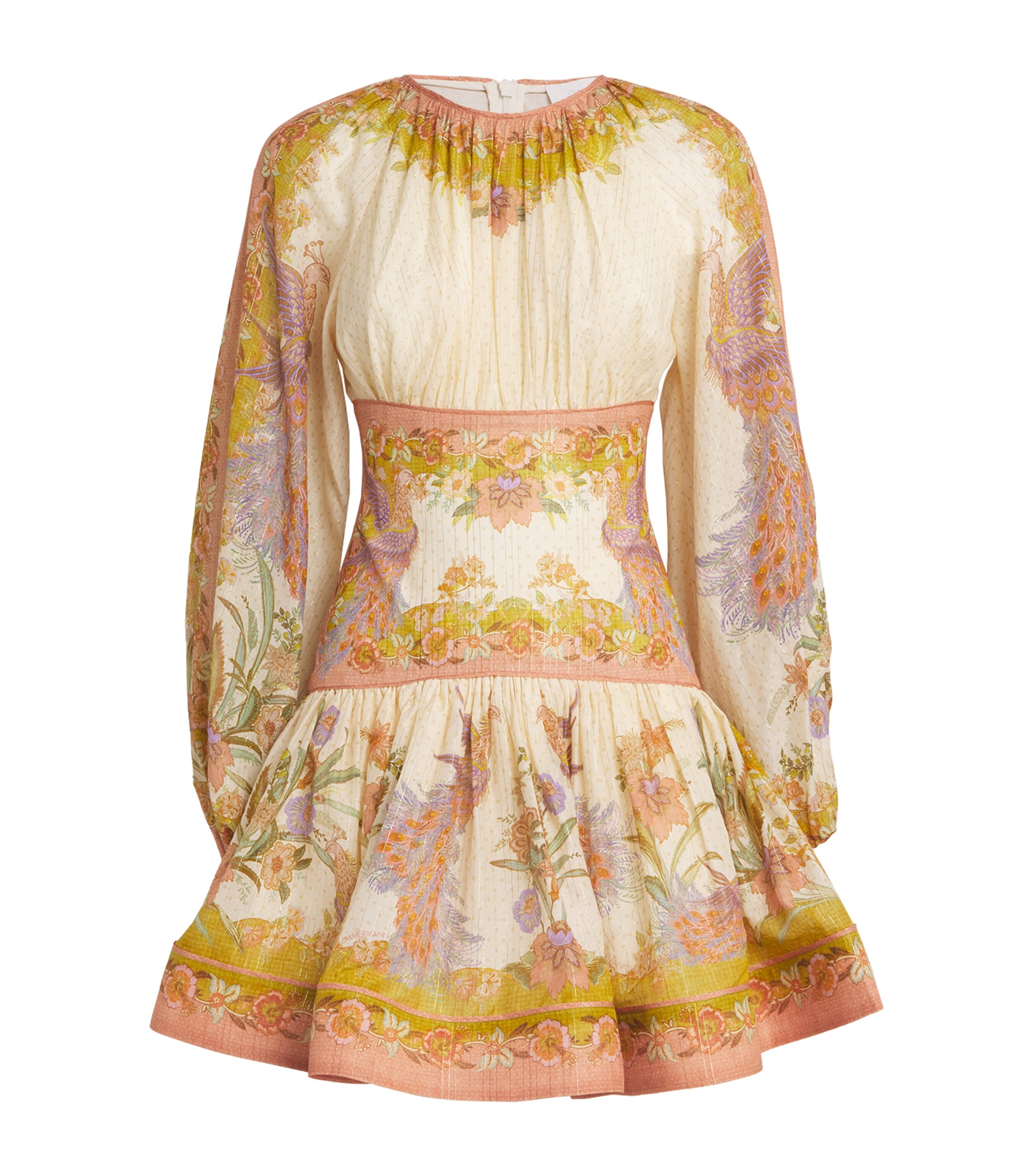 Zimmermann Womens Cotton-Silk Indra Mini Dress Chartreuse Scrf Flrl Image 1