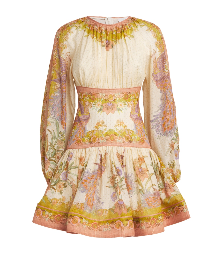 Zimmermann Womens Cotton-Silk Indra Mini Dress Chartreuse Scrf Flrl Image 1