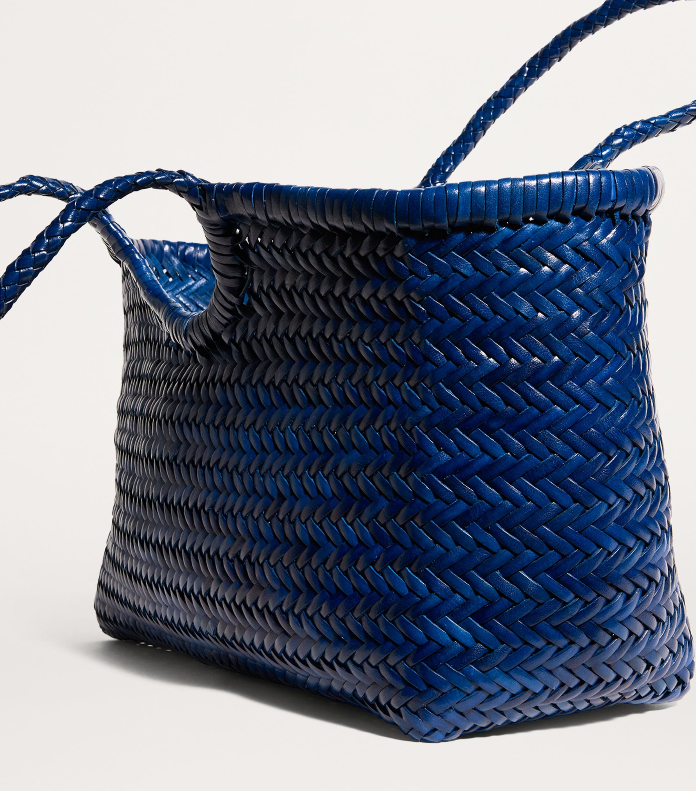 DRAGON DIFFUSION Navy Large Leather Woven Nantucket Tote Bag