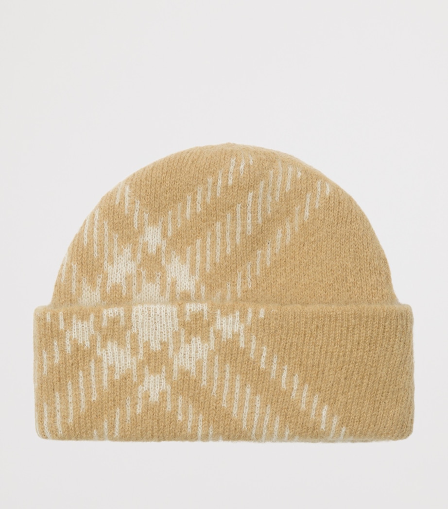 Mohair-Wool-Blend Check Beanie SAND Image 2