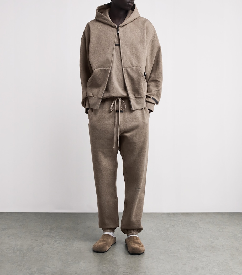 FEAR OF GOD ESSENTIALS Mens Cotton-Blend Logo Zip Hoodie Homestead Heather Image 2