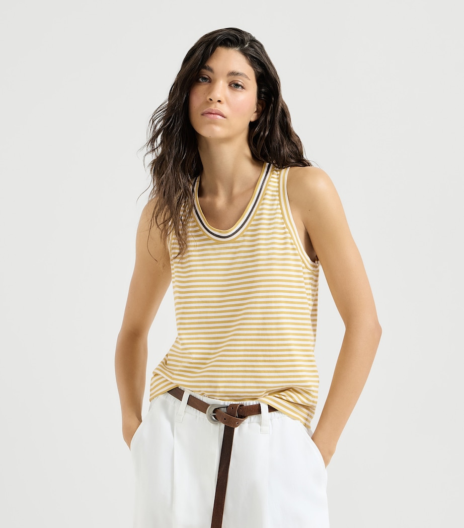 Brunello Cucinelli Womens Cotton Stripe Tank Top Image 3