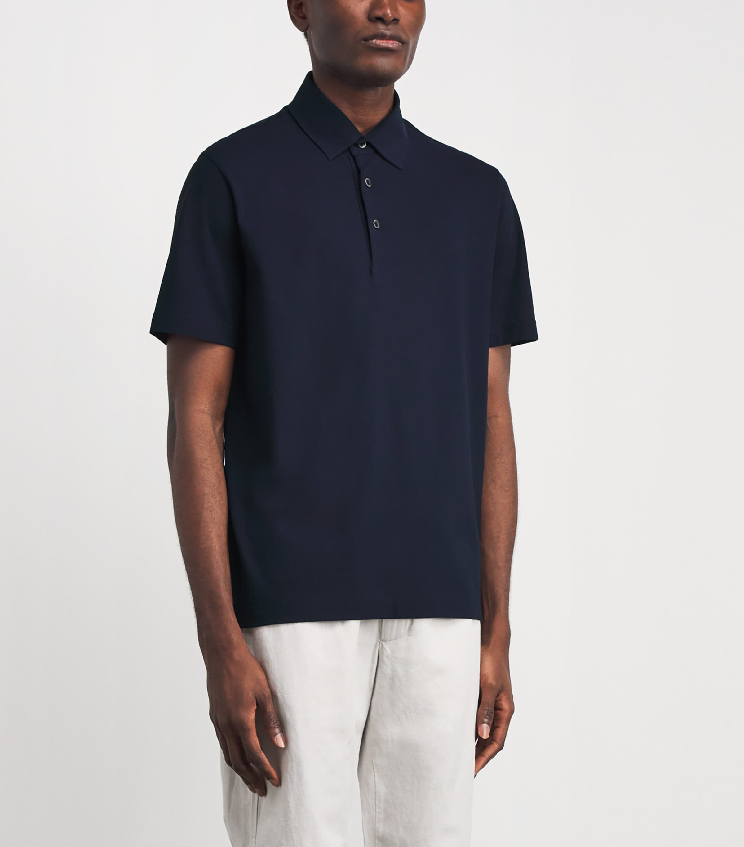 Herno Mens Cotton Jersey Crepe Polo Shirt Blu Navy Image 4
