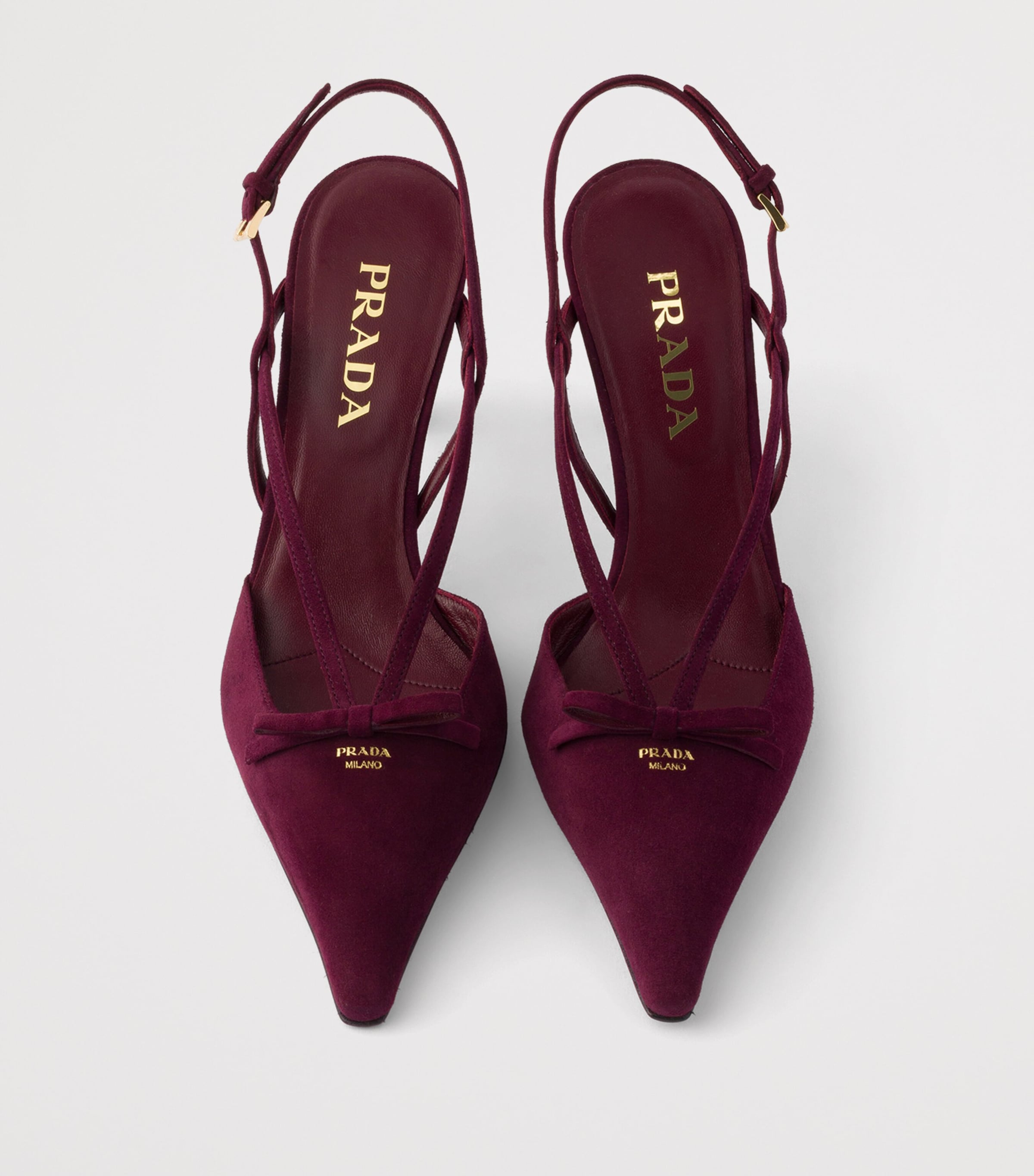 Prada Suede Slingback Pumps 75 Burgundy Image 4