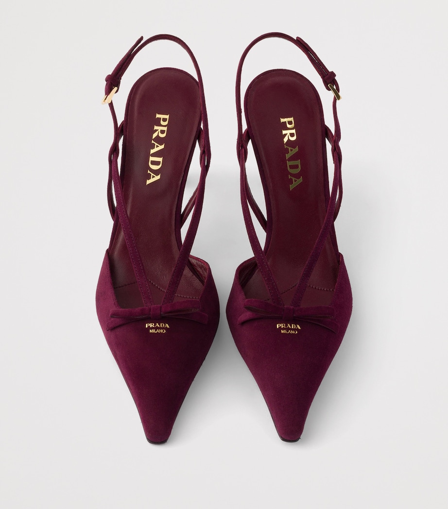 Prada Suede Slingback Pumps 75 Burgundy Image 4