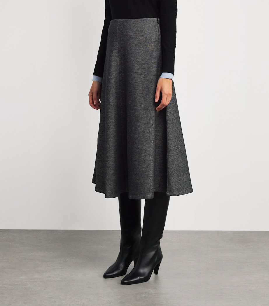 Jersey Flared Midi Skirt DARK GREY Image 3