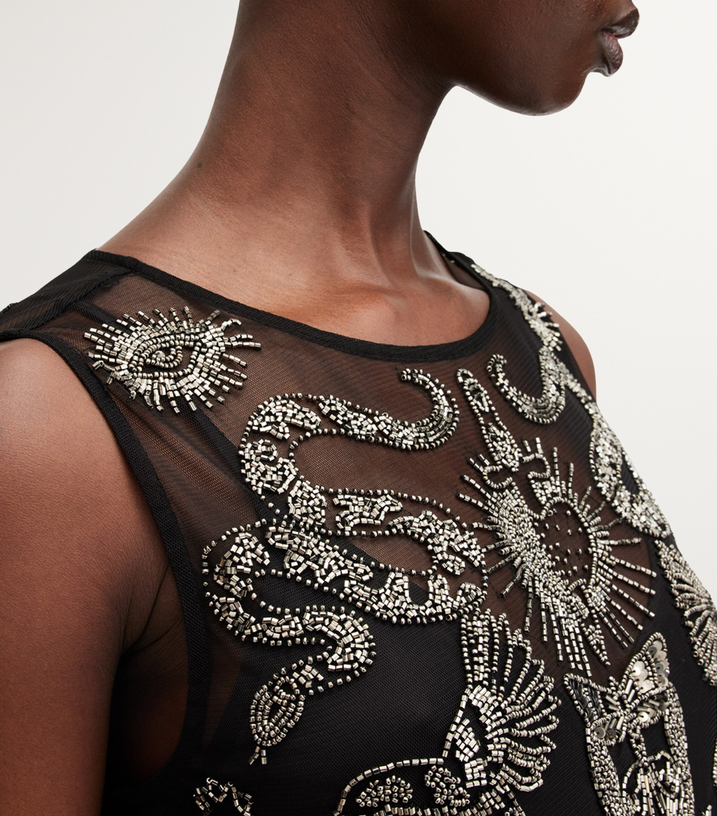bonjour embroidered mini dress Plus Size Long Sleeve Embroidered Midi Dress in Black