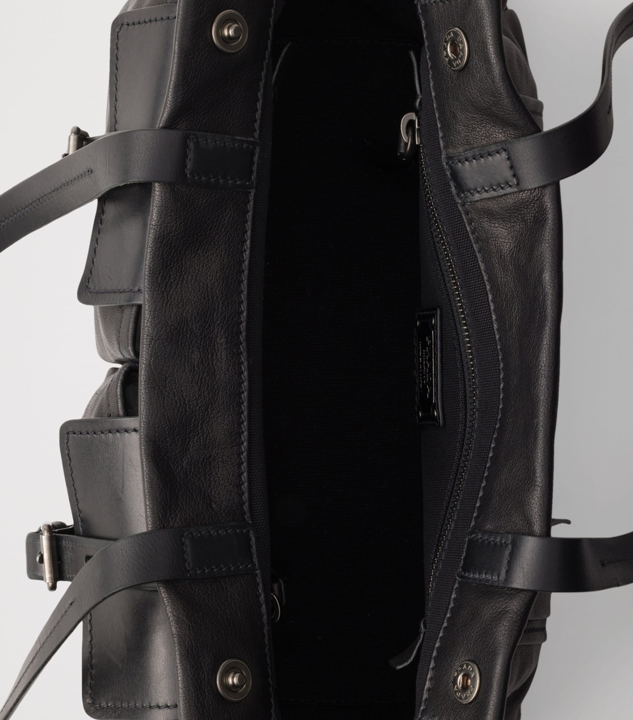 Prada Medium Leather Route Tote Bag Black Image 7