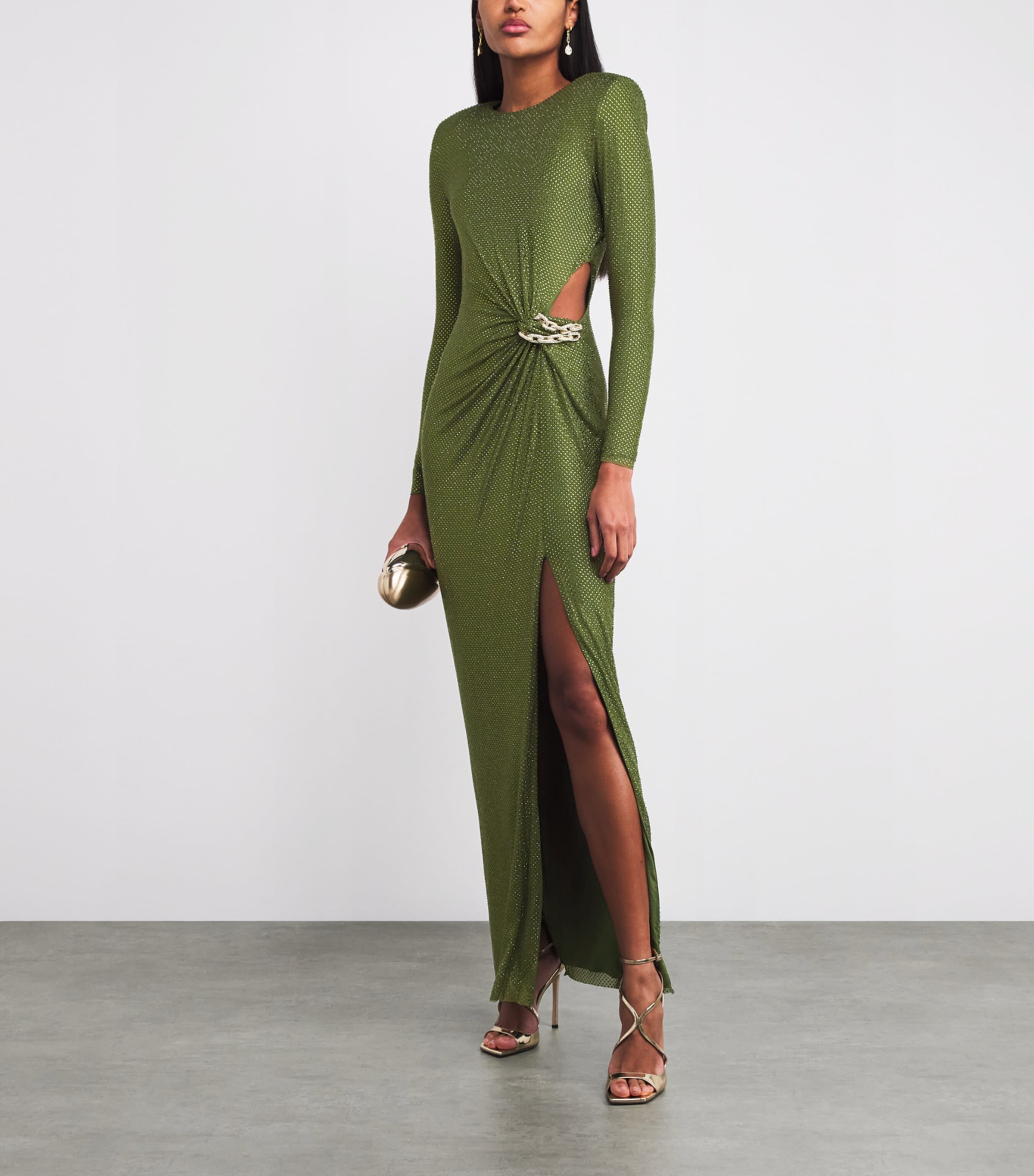 Rhinestone-Embellished Maxi Dress GREEN Image 2