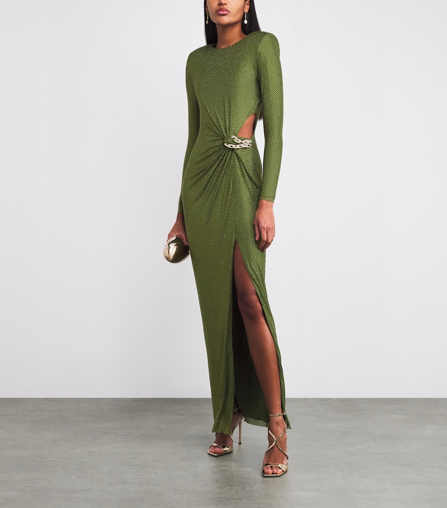 Rhinestone-Embellished Maxi Dress GREEN Image 2