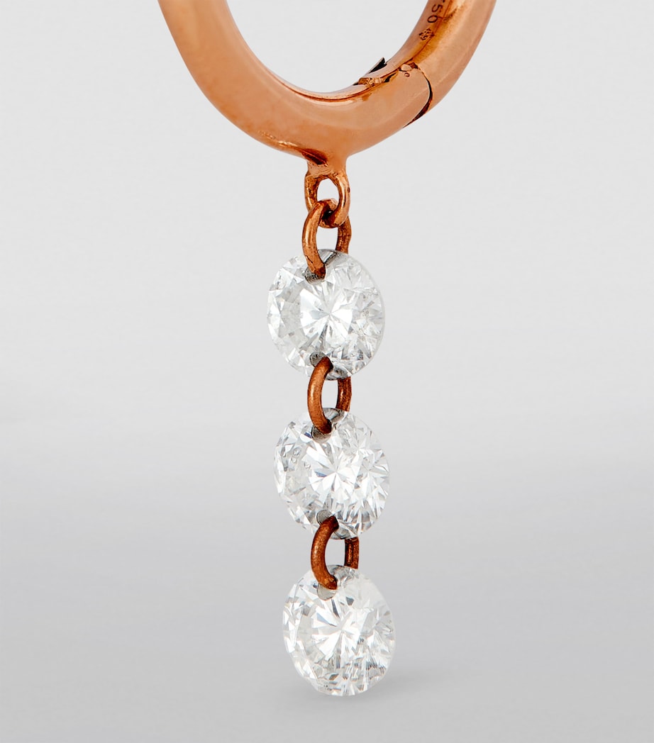 Rose Gold and Diamond 3-Stone Single Hoop Earring ROSE GOLD Image 6